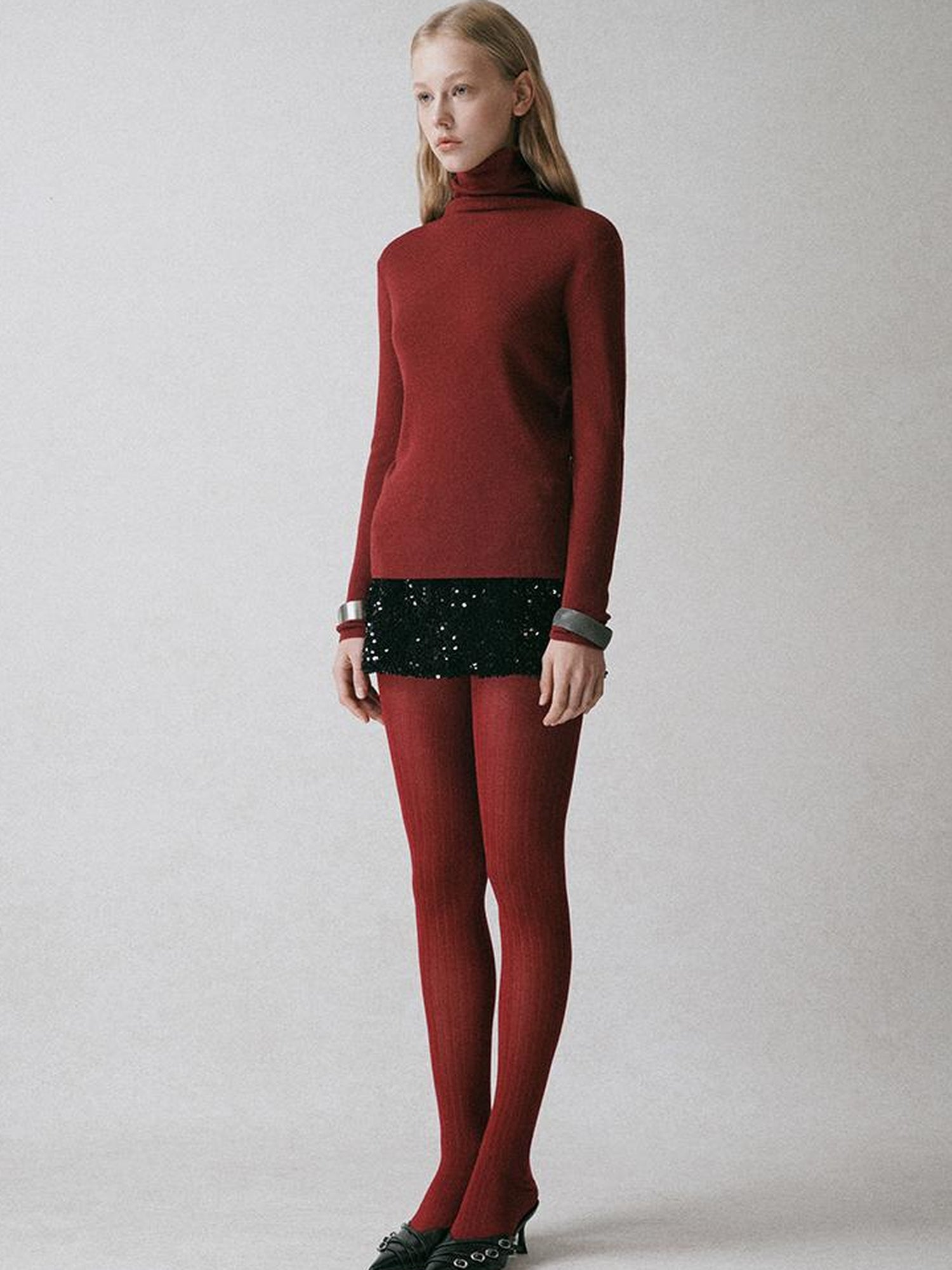 AnnoMundi High Neck Slim Fit Wool Blend Knit Sweater
