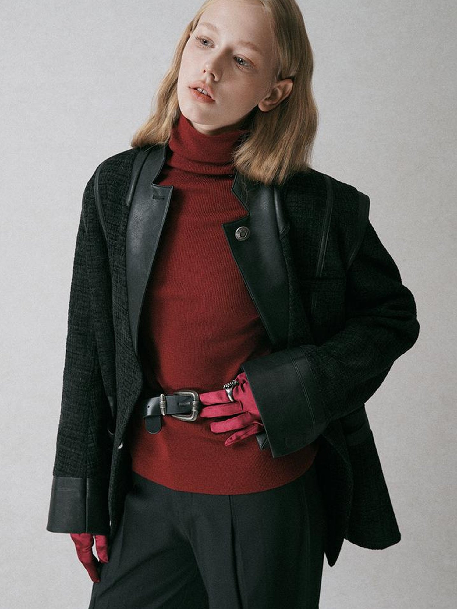 AnnoMundi High Neck Slim Fit Wool Blend Knit Sweater