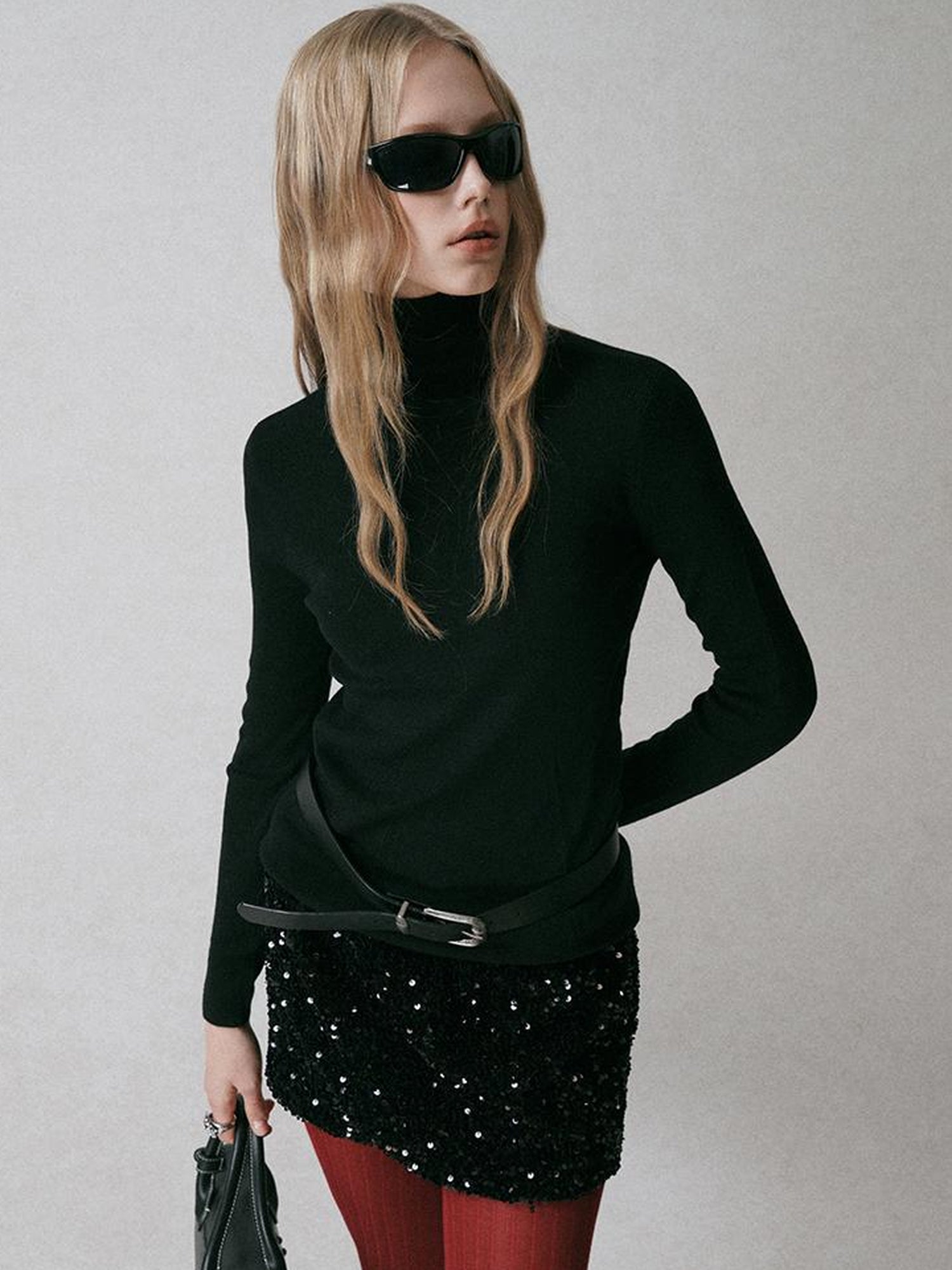 AnnoMundi High Neck Slim Fit Wool Blend Knit Sweater