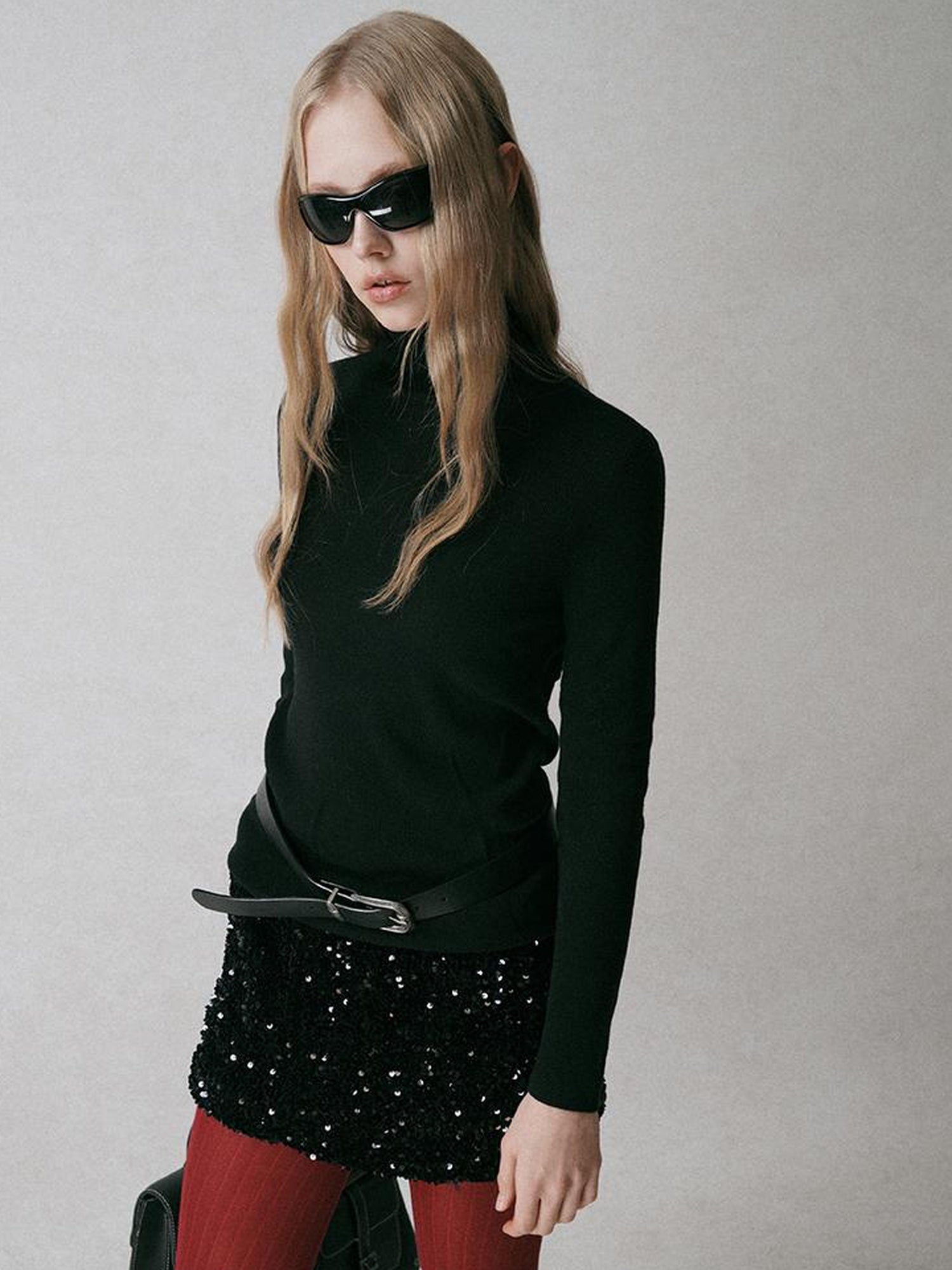 AnnoMundi High Neck Slim Fit Wool Blend Knit Sweater