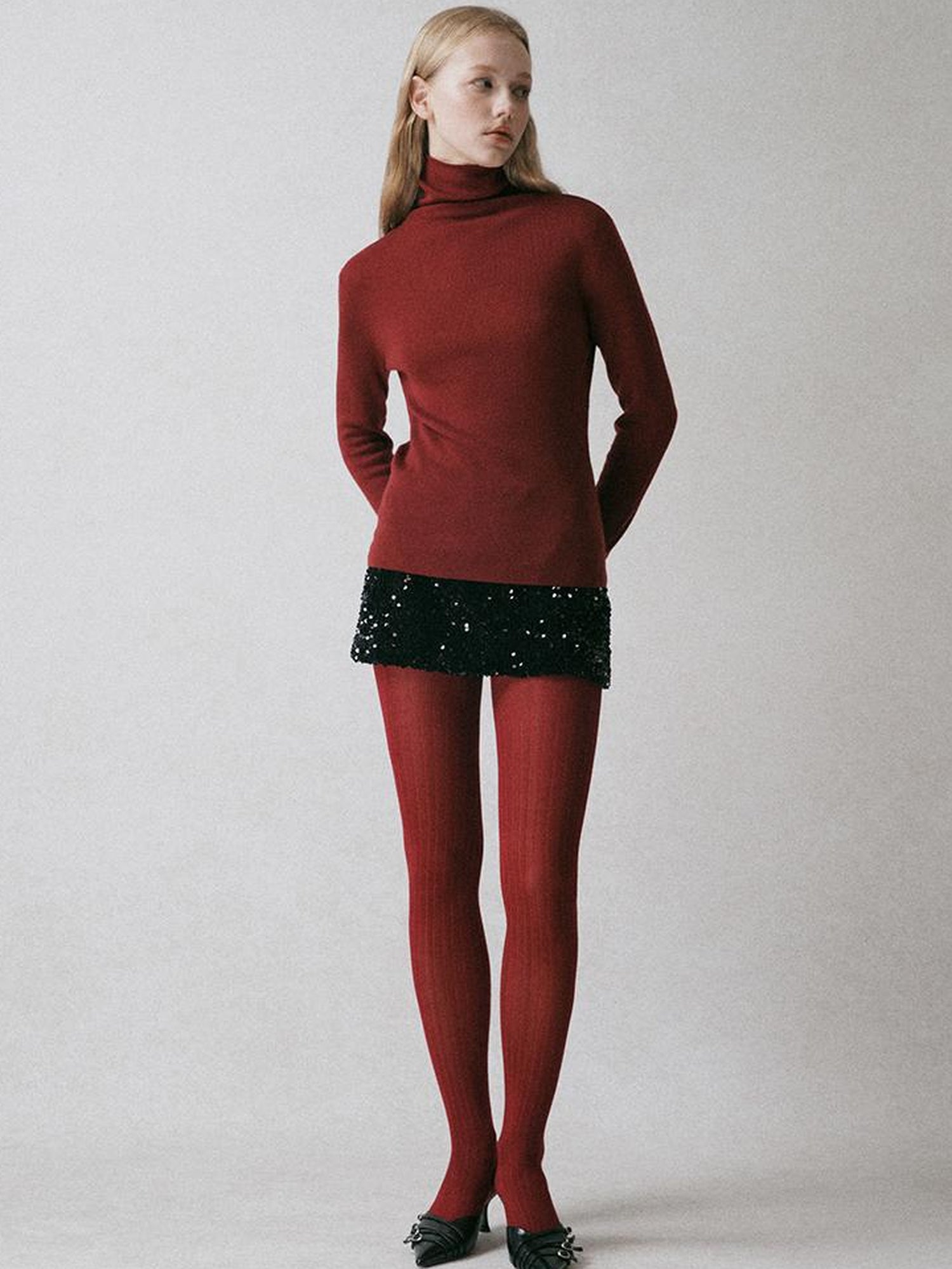 AnnoMundi High Neck Slim Fit Wool Blend Knit Sweater