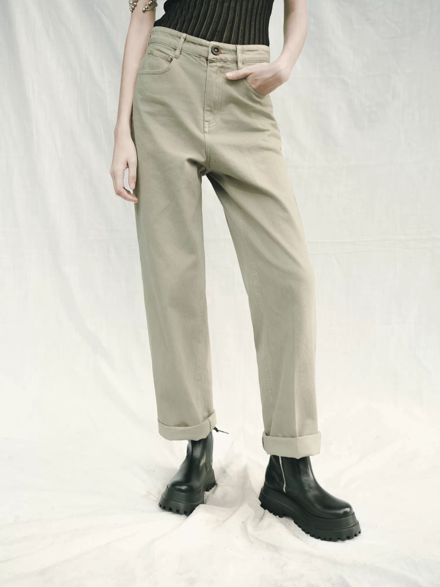 AnnoMundi High Waist Cotton Comfort Casual Flare Pants And Jacket Women Suit