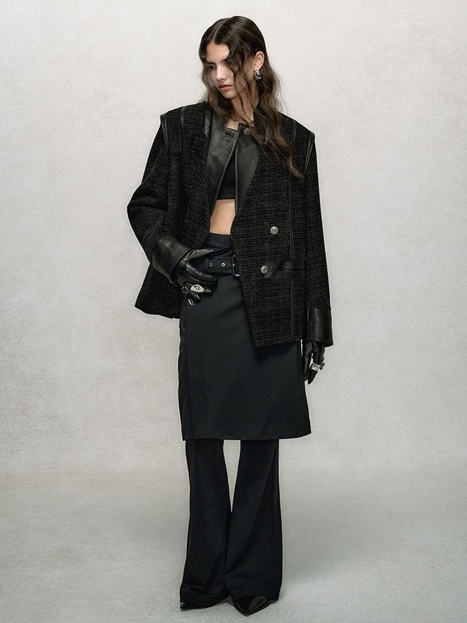 AnnoMundi High Waisted Flared Palazzo Pants with Detachable Skirt Detail