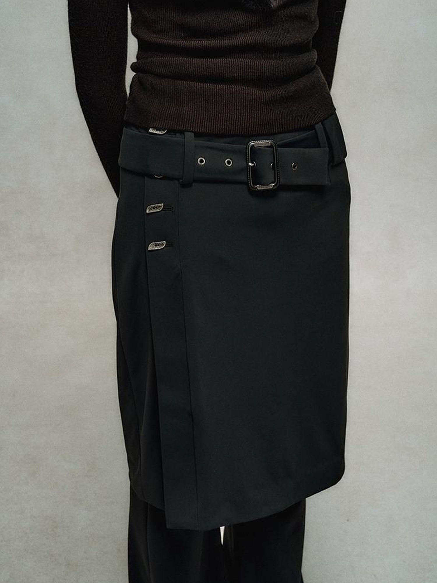 AnnoMundi High Waisted Flared Palazzo Pants with Detachable Skirt Detail