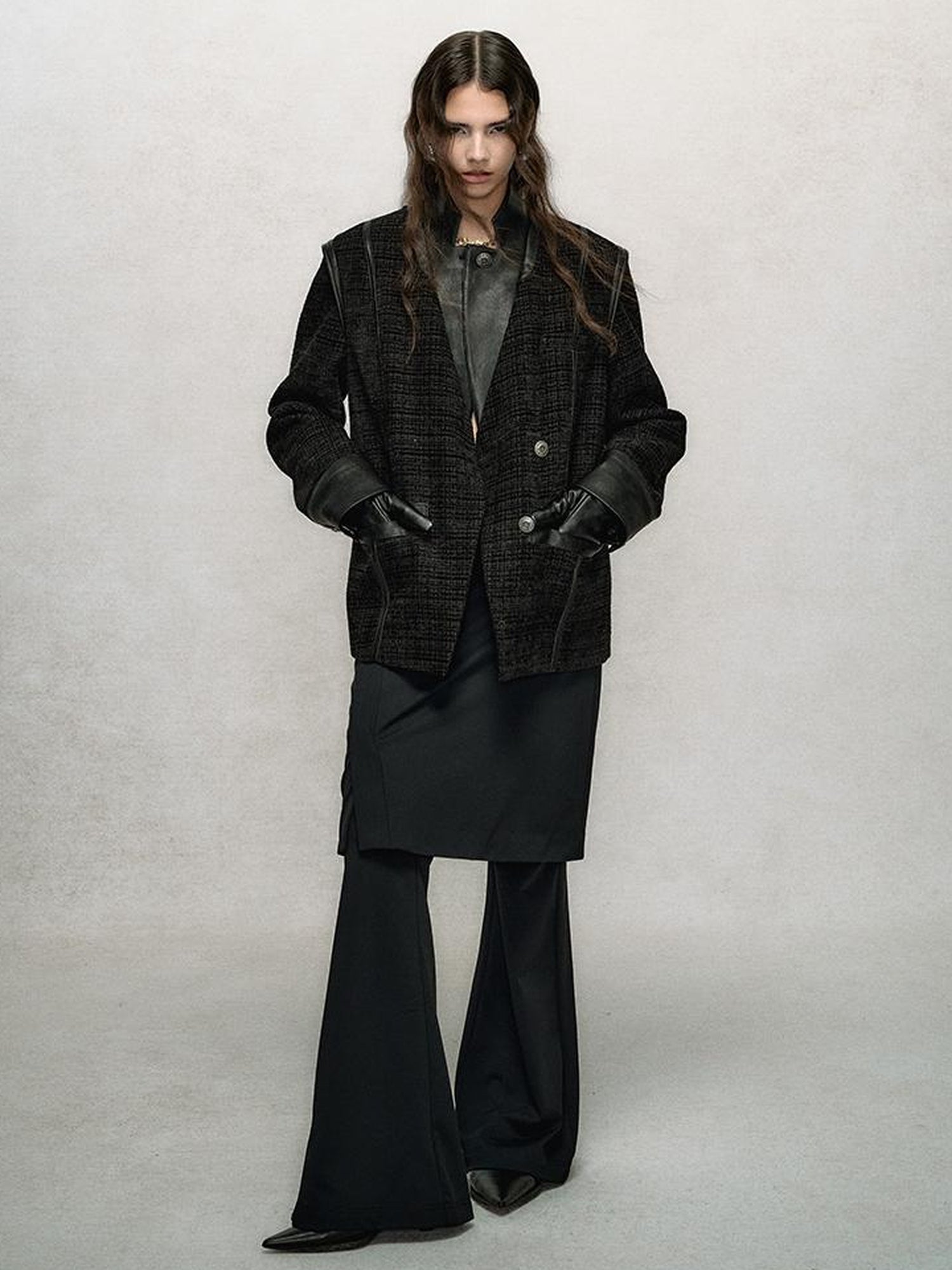 AnnoMundi High Waisted Flared Palazzo Pants with Detachable Skirt Detail