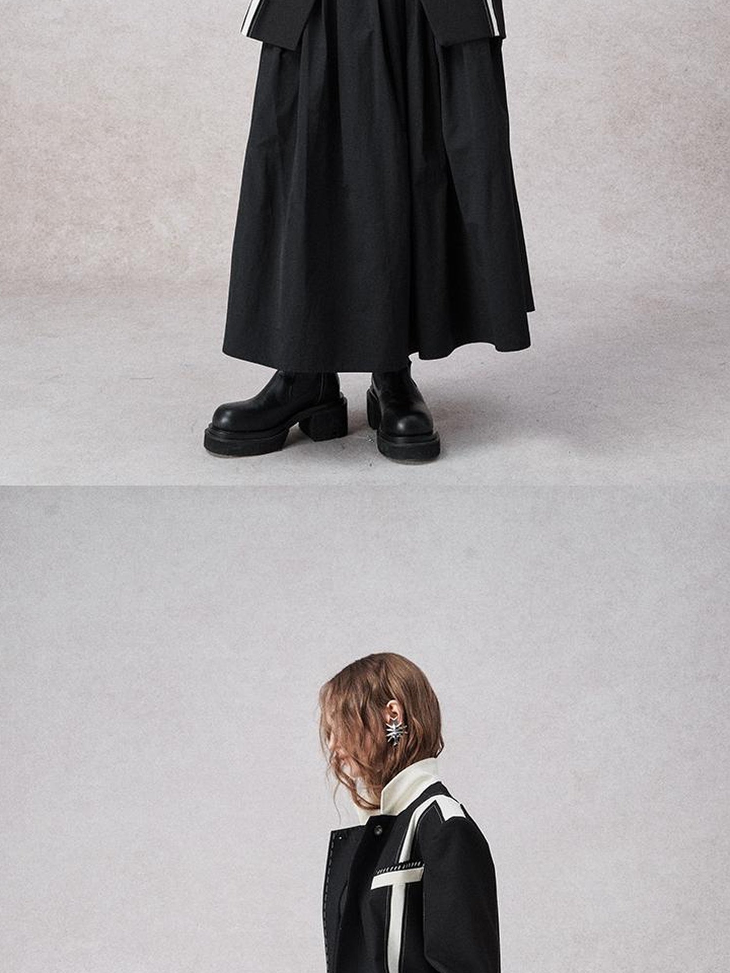 AnnoMundi High Waisted Lace Trimmed A Line Maxi Skirt Black