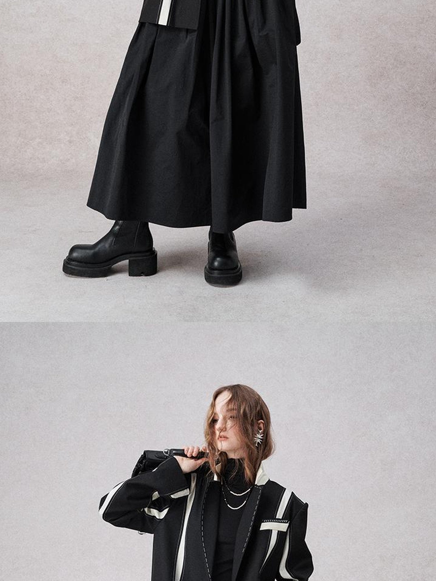 AnnoMundi High Waisted Lace Trimmed A Line Maxi Skirt Black