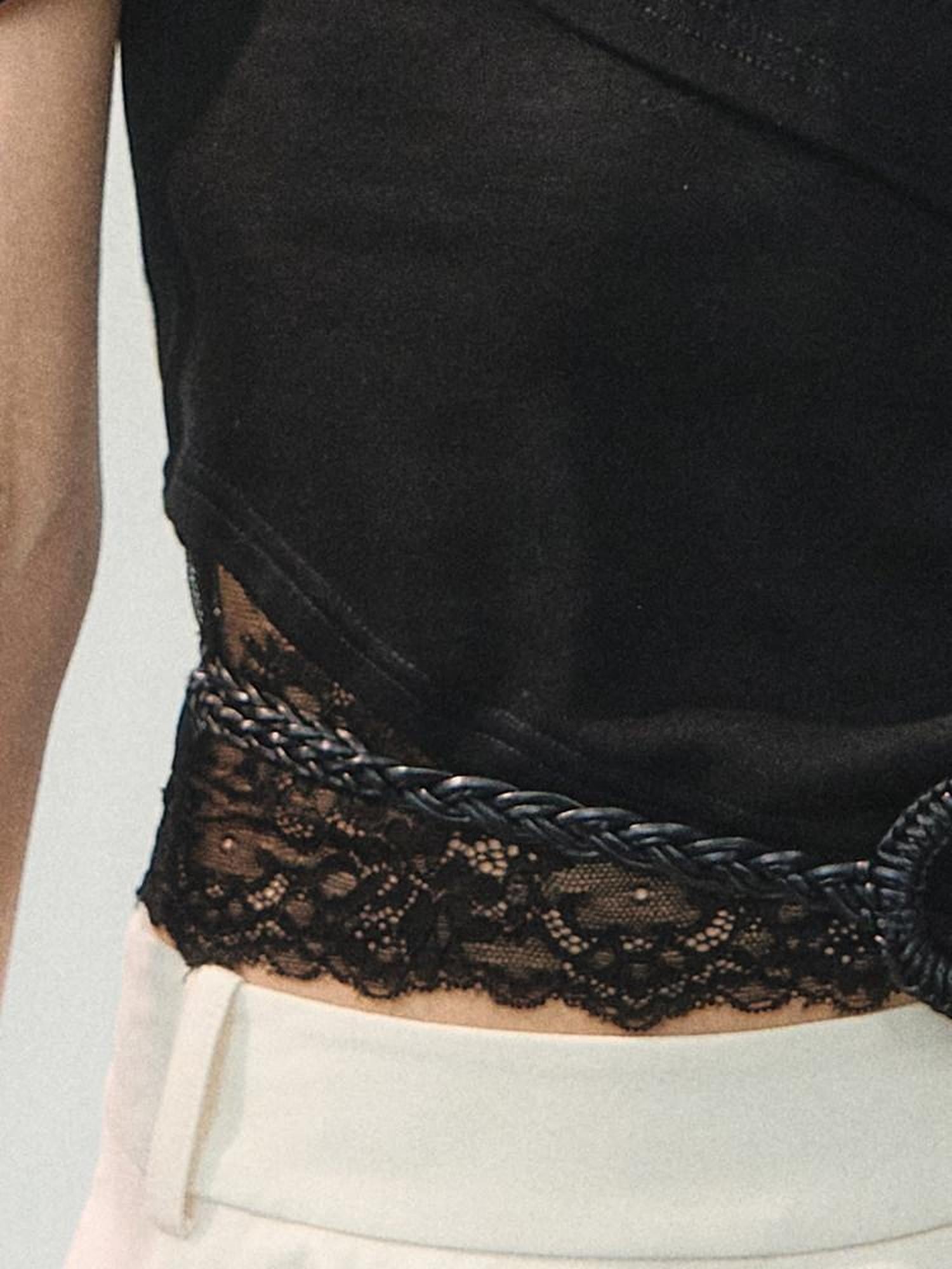 AnnoMundi Ink Black Soft Pleat Lace Spliced Asymmetric Wrap Women&