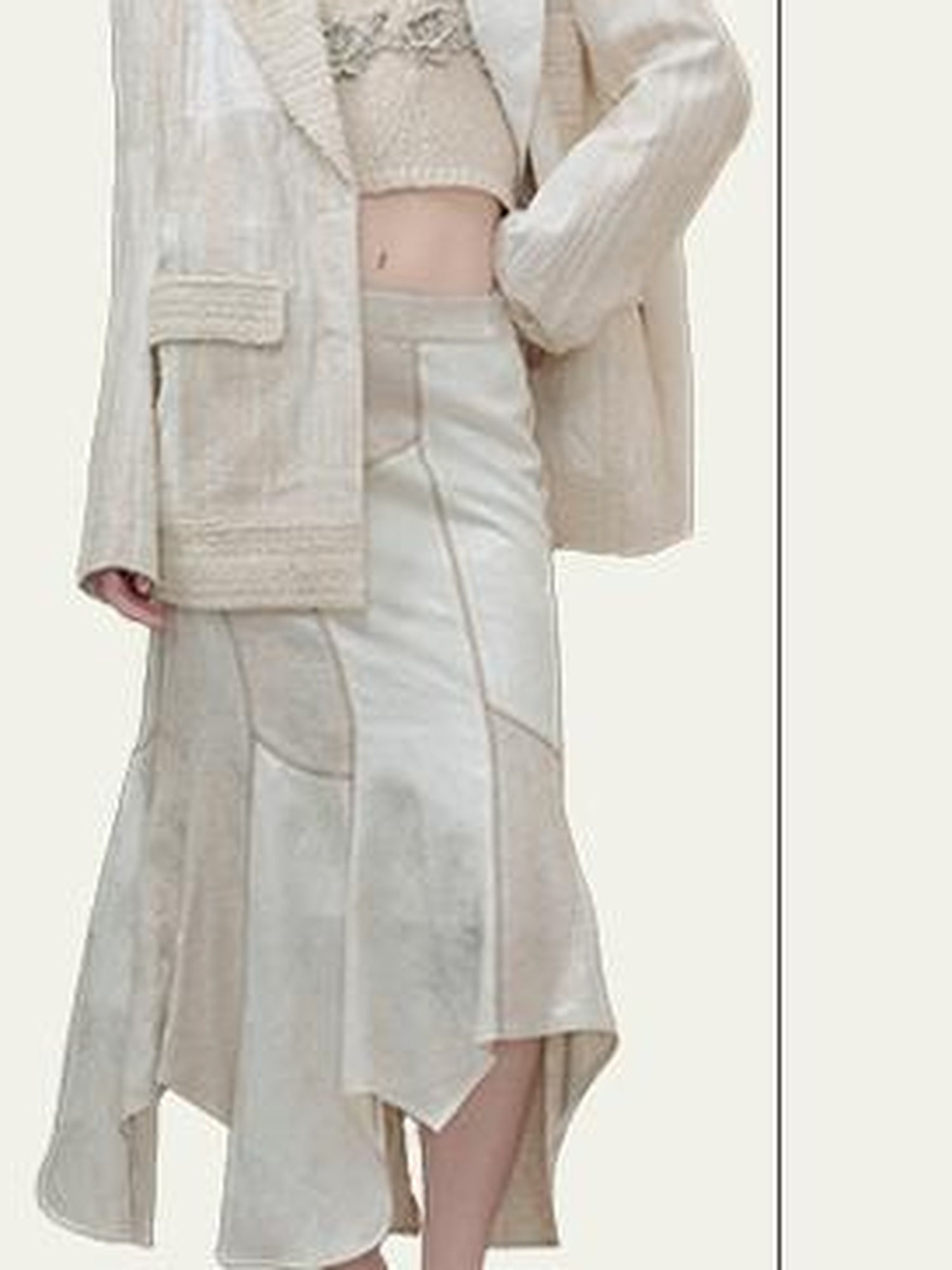 AnnoMundi Interwoven Light Textured Shirt Skirt Set V Neck T Shirt Long Sleeve