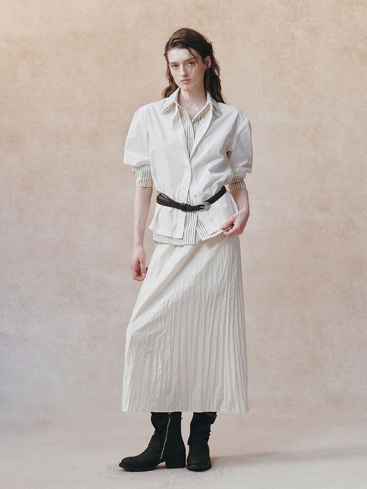 AnnoMundi Ivory 3d Pressed Pleats Adjustable Waist Women&