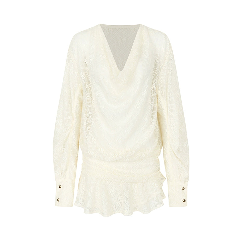 AnnoMundi_Lace_Bloom_Draped_Cover_Up_V_Neck_T_Shirt_Long_Sleeve_MISSTT