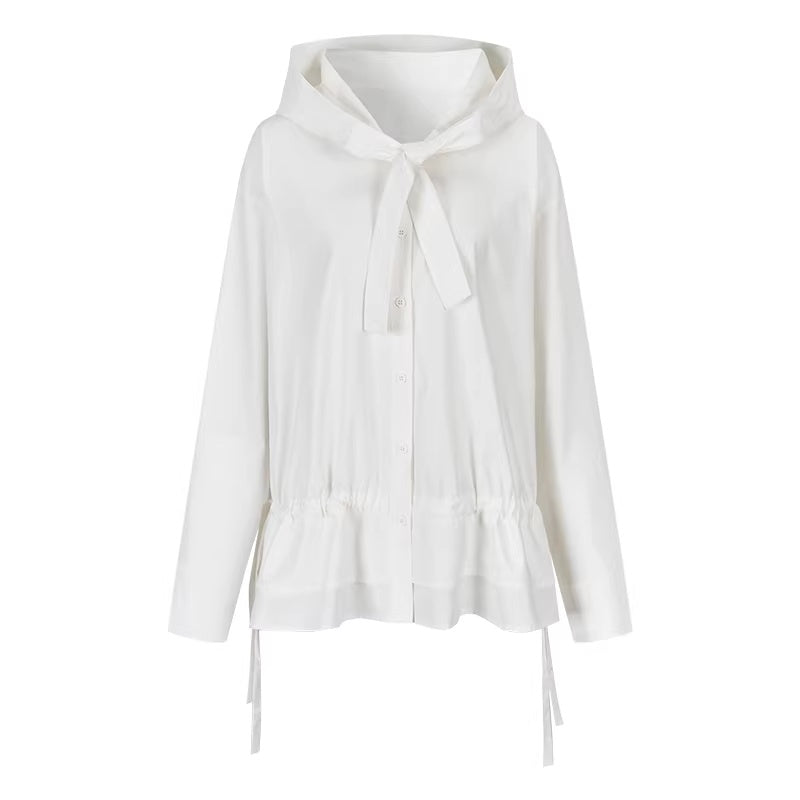 AnnoMundi_Lace_Collar_Tie_Hooded_Loose_Pleated_Women_White_Cotton_Tencel_Blouse_MISSTT