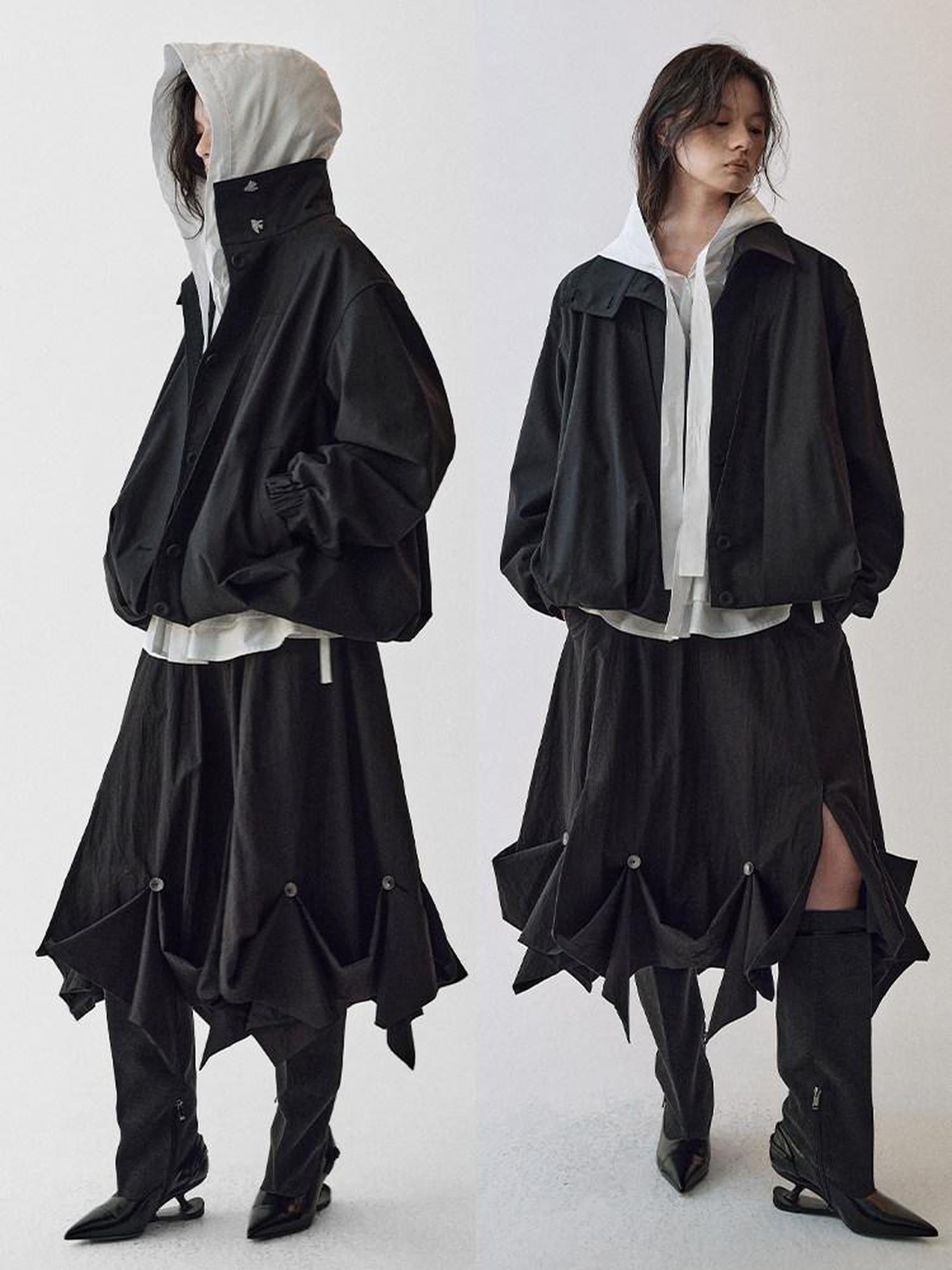 AnnoMundi Lace Collar Tie Hooded Loose Pleated Women White Cotton Tencel Blouse