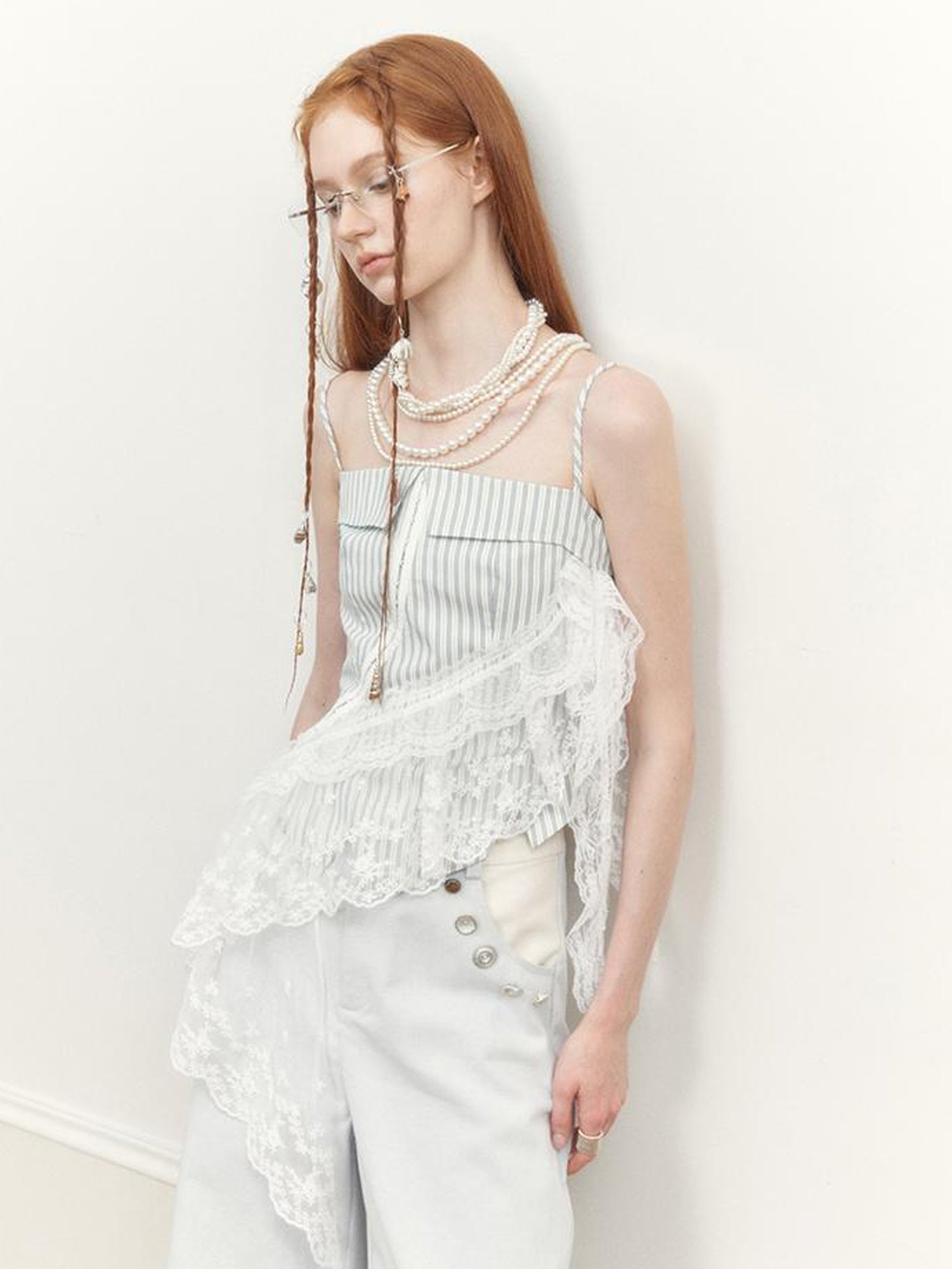 AnnoMundi Lace Trimmed Asymmetric Camisole
