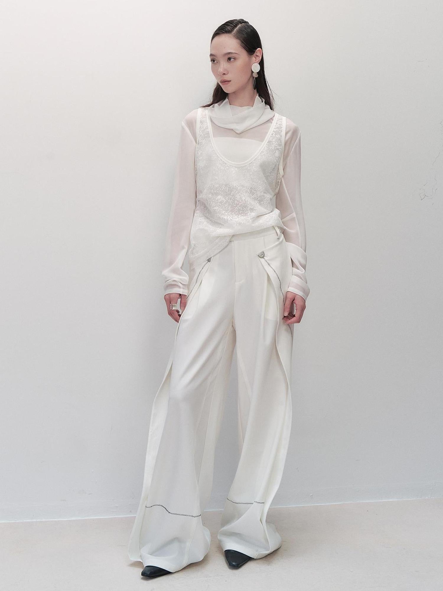 AnnoMundi Lace Trimmed Sheer Mesh Sun Protection Vest