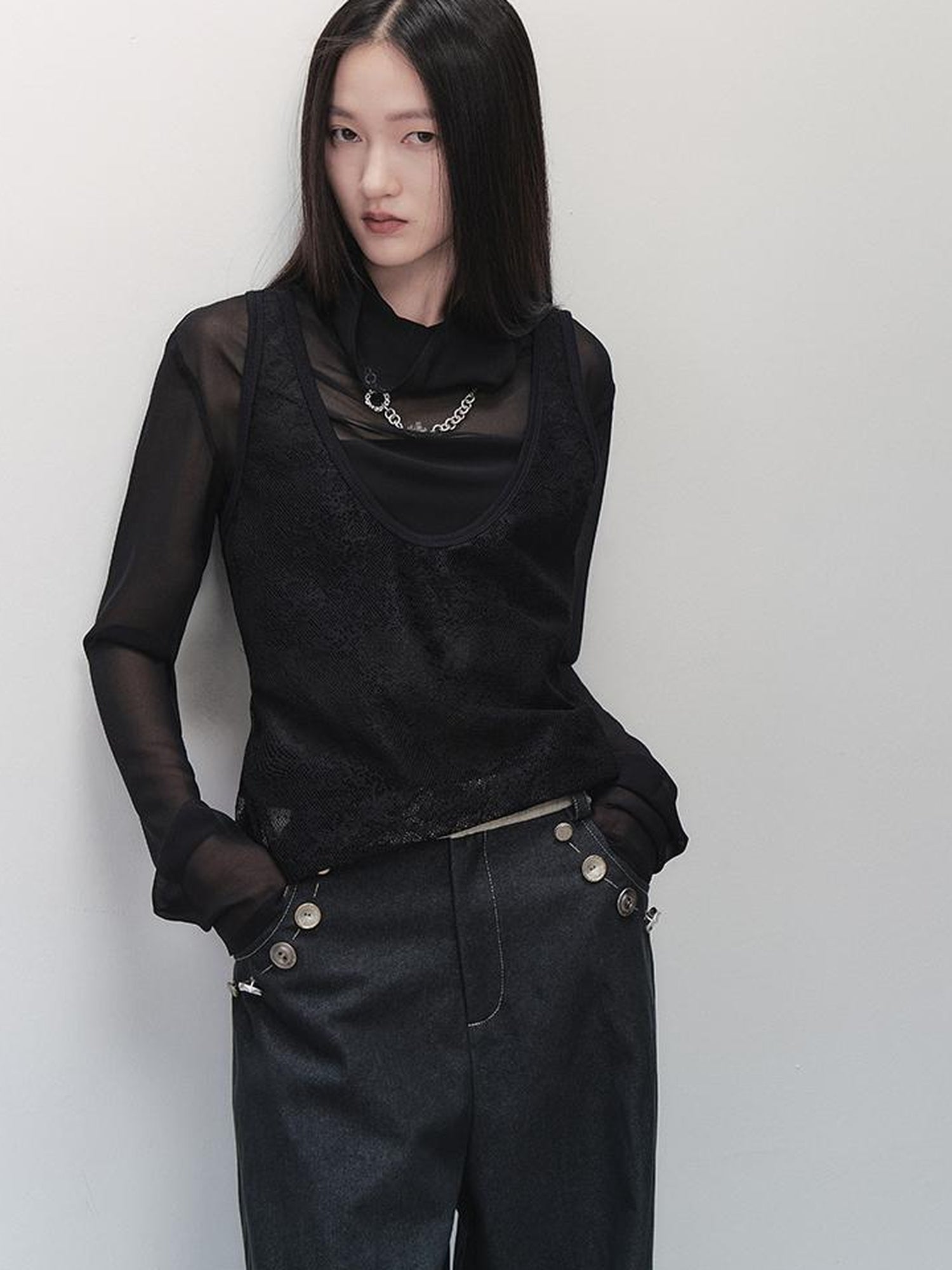 AnnoMundi Lace Trimmed Sheer Mesh Sun Protection Vest