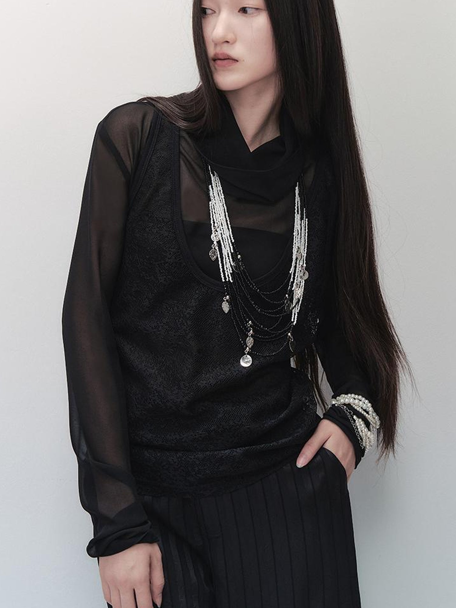 AnnoMundi Lace Trimmed Sheer Mesh Sun Protection Vest