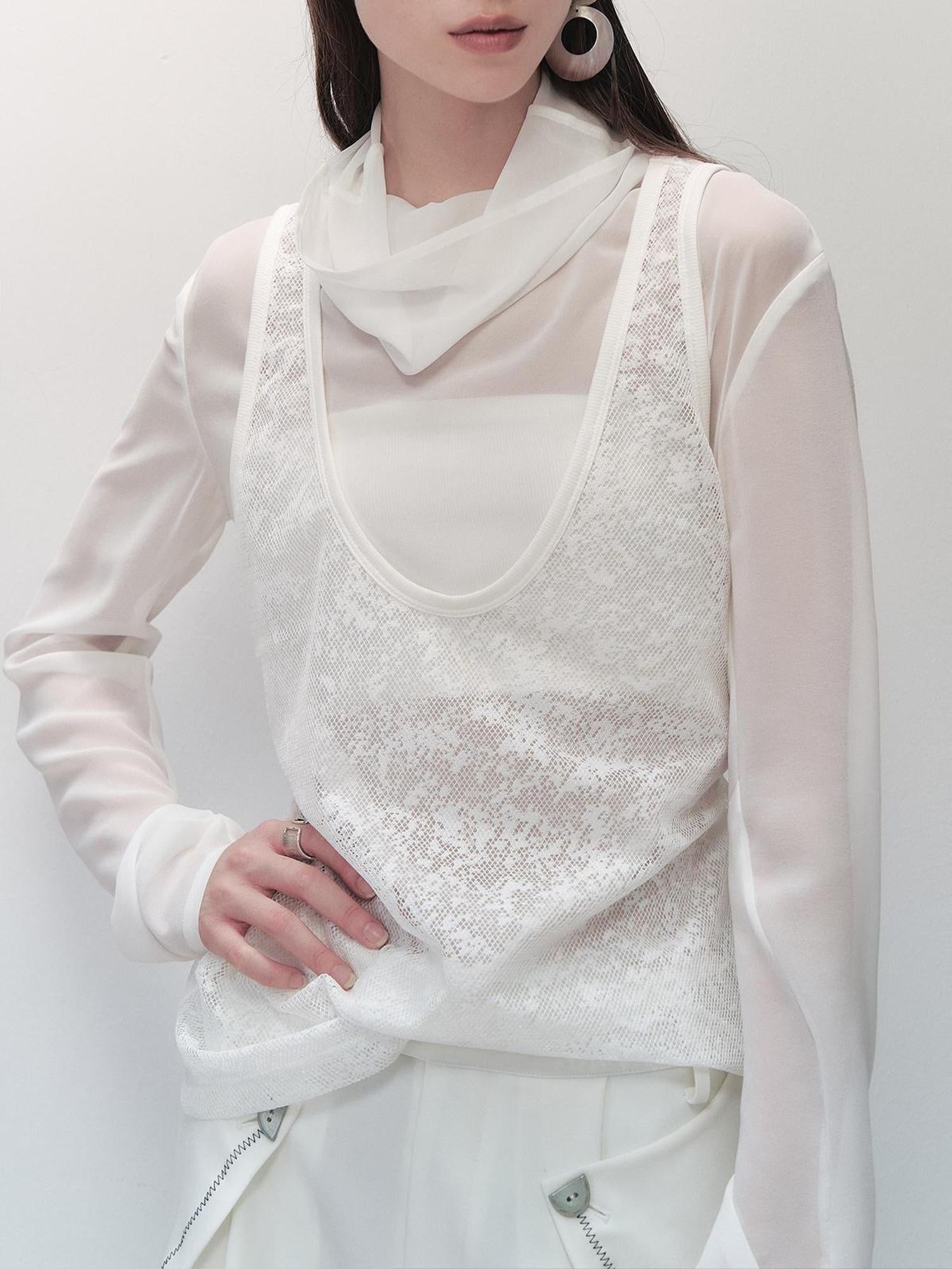 AnnoMundi Lace Trimmed Sheer Mesh Sun Protection Vest