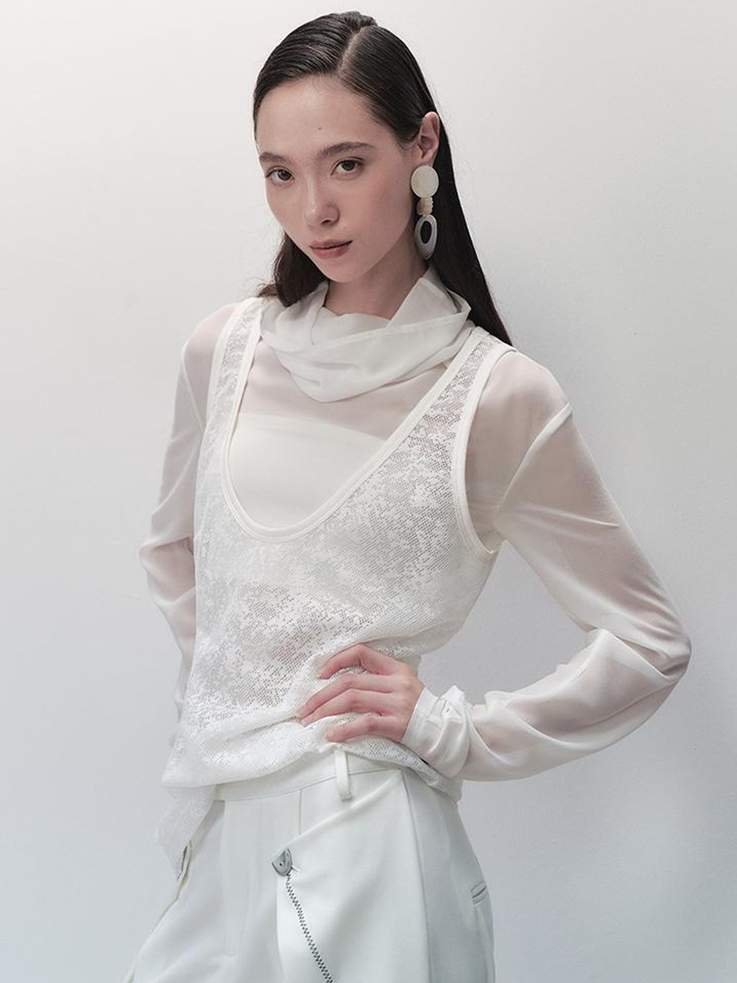 AnnoMundi Lace Trimmed Sheer Mesh Sun Protection Vest