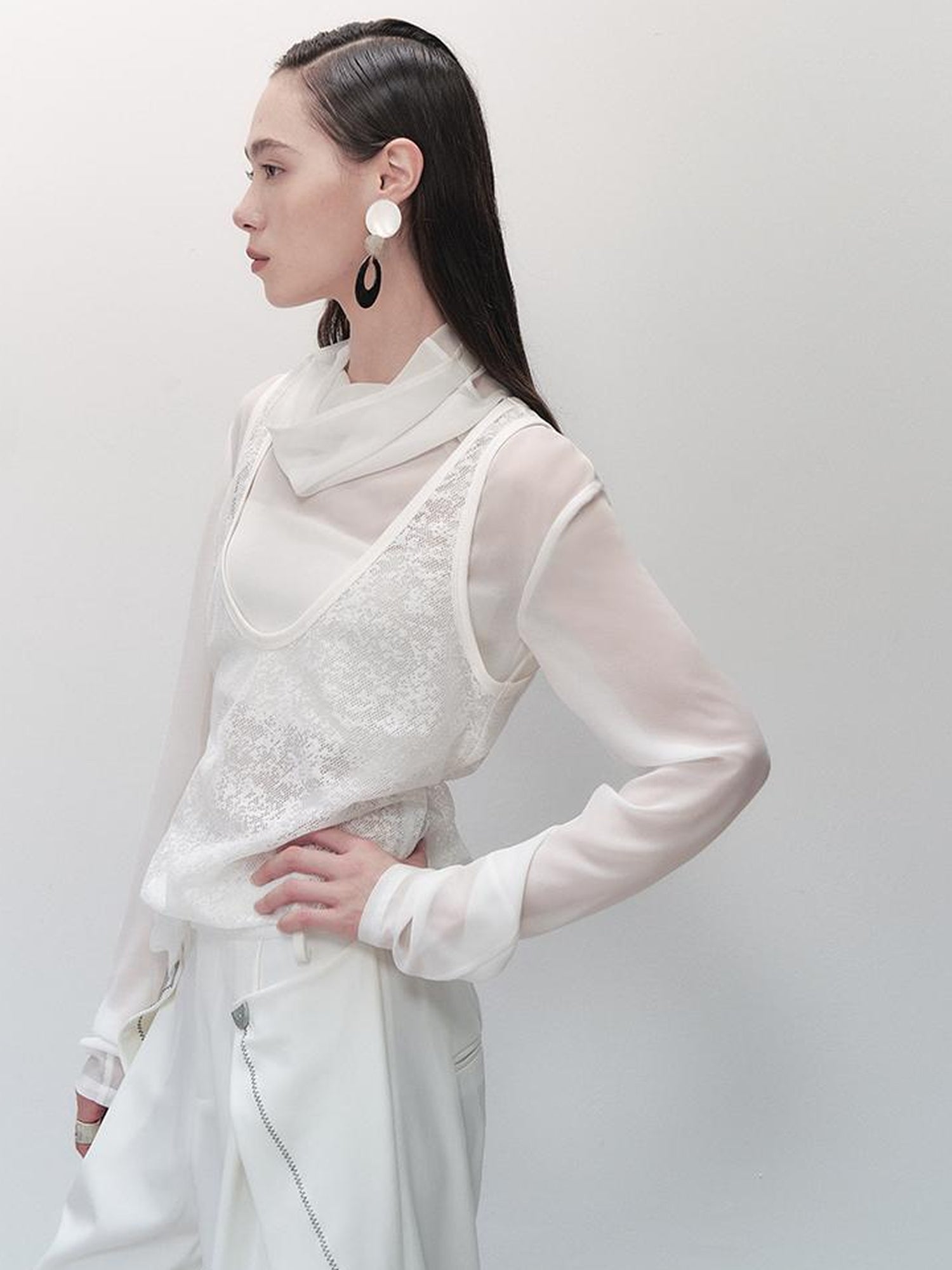 AnnoMundi Lace Trimmed Sheer Mesh Sun Protection Vest