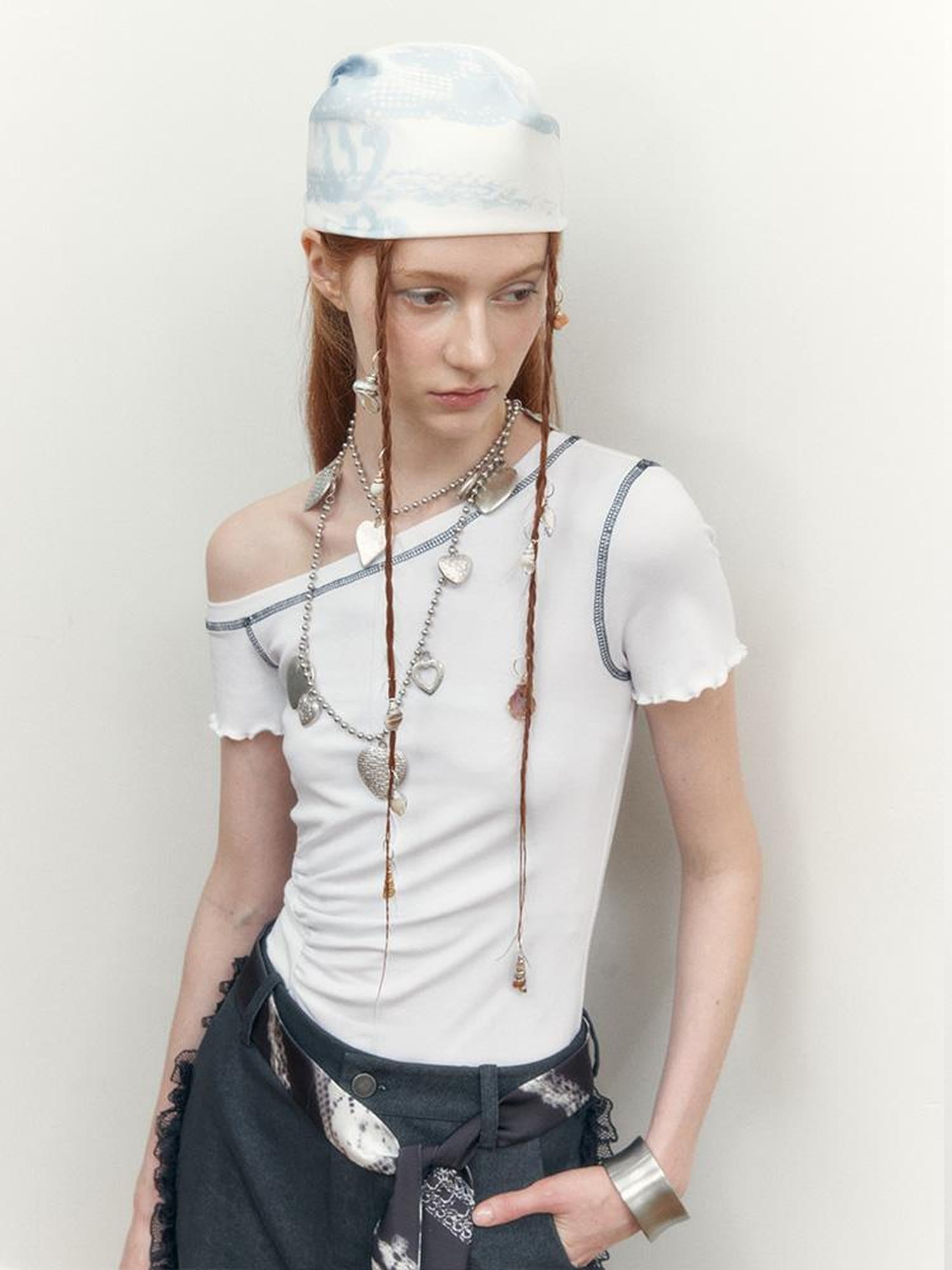 AnnoMundi Lace Weave Silk Like Print Scarf Bandana