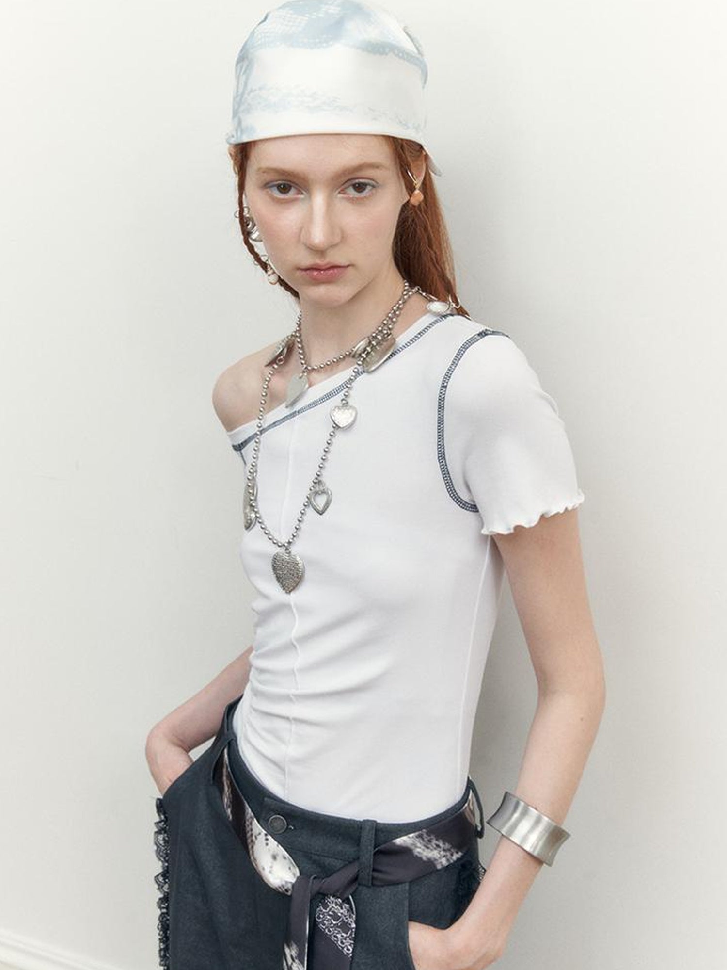 AnnoMundi Lace Weave Silk Like Print Scarf Bandana