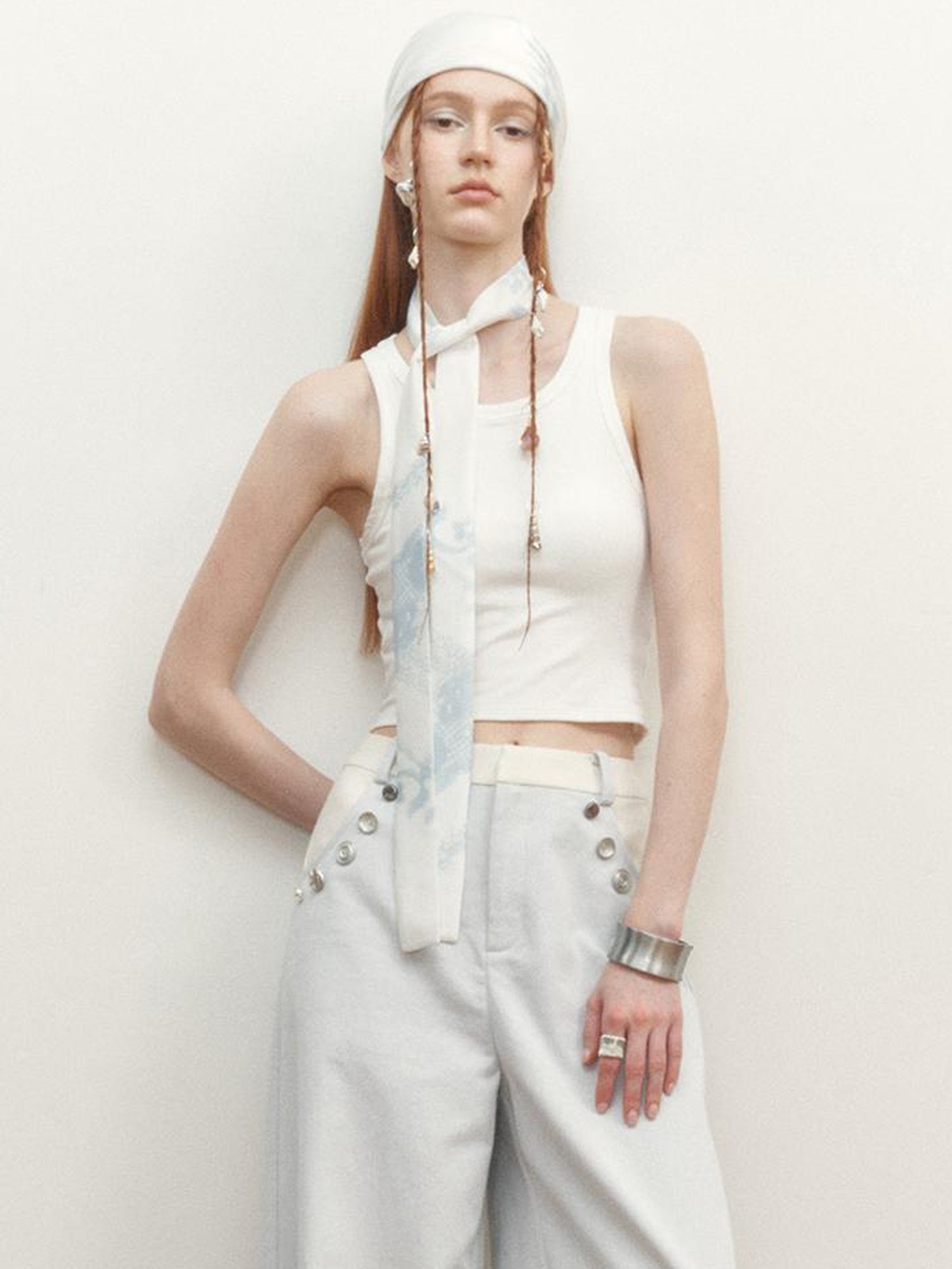 AnnoMundi Lace Weave Silk Like Print Scarf Bandana