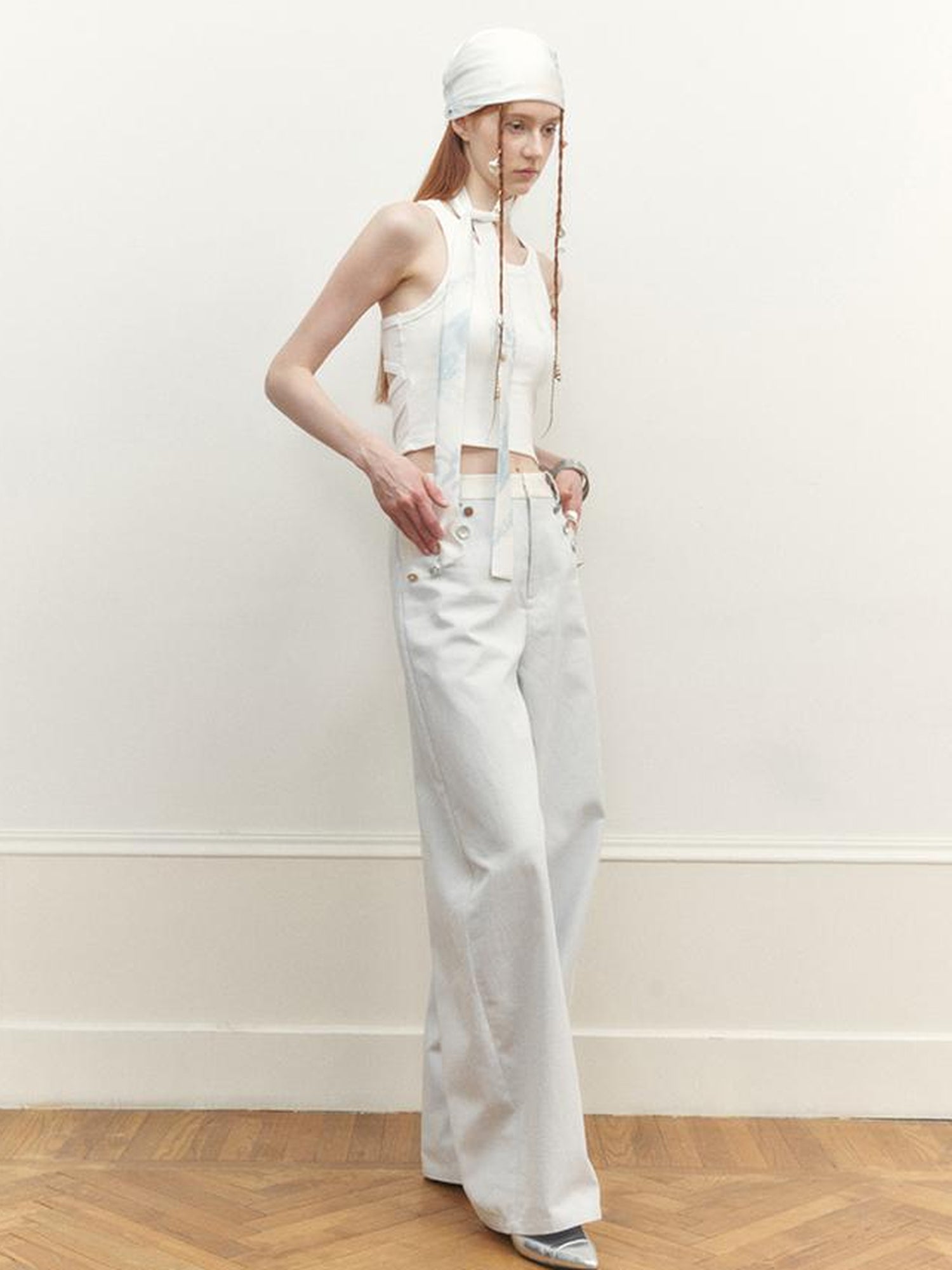 AnnoMundi Lace Weave Silk Like Print Scarf Bandana