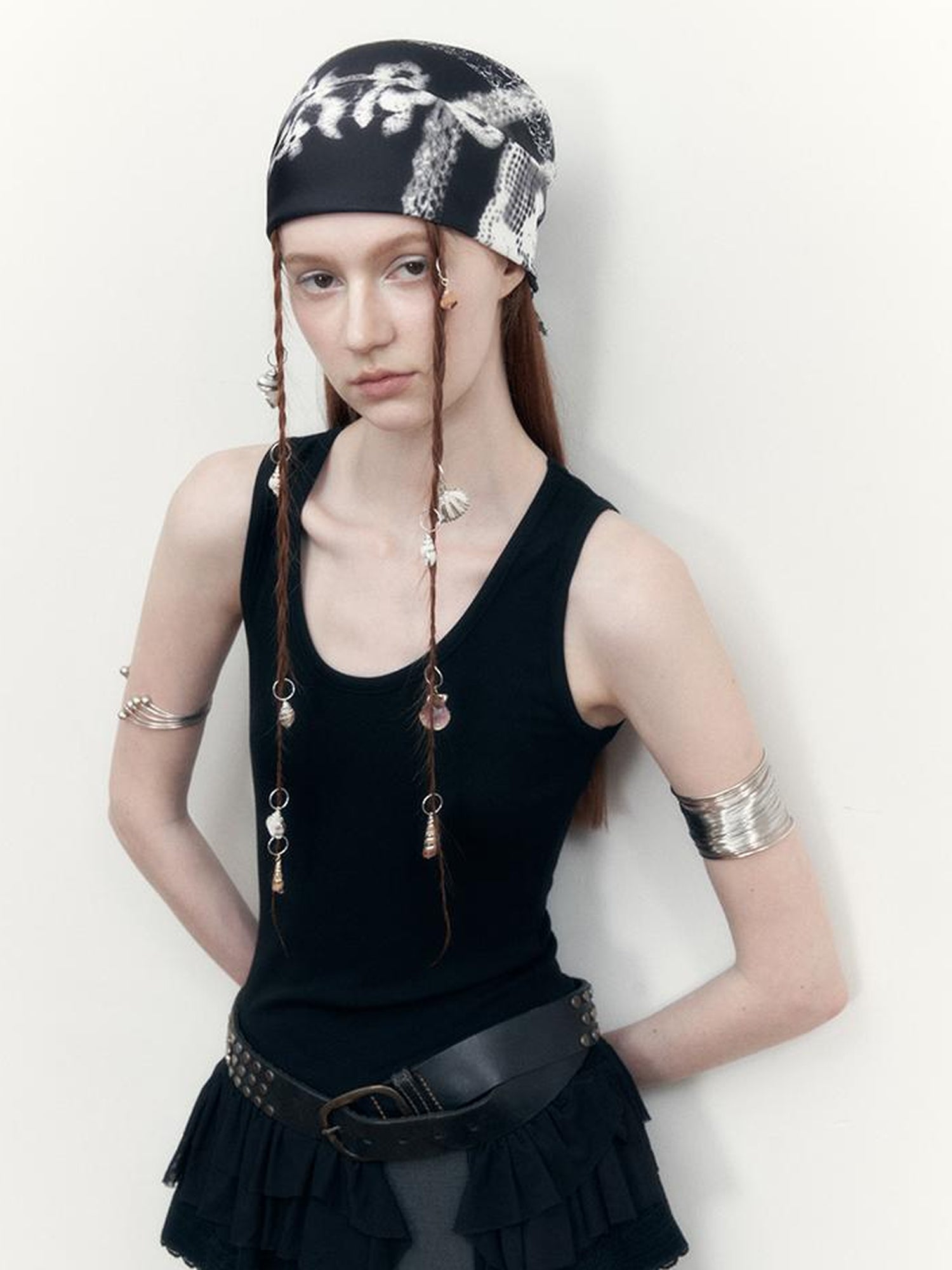 AnnoMundi Lace Weave Silk Like Print Scarf Bandana