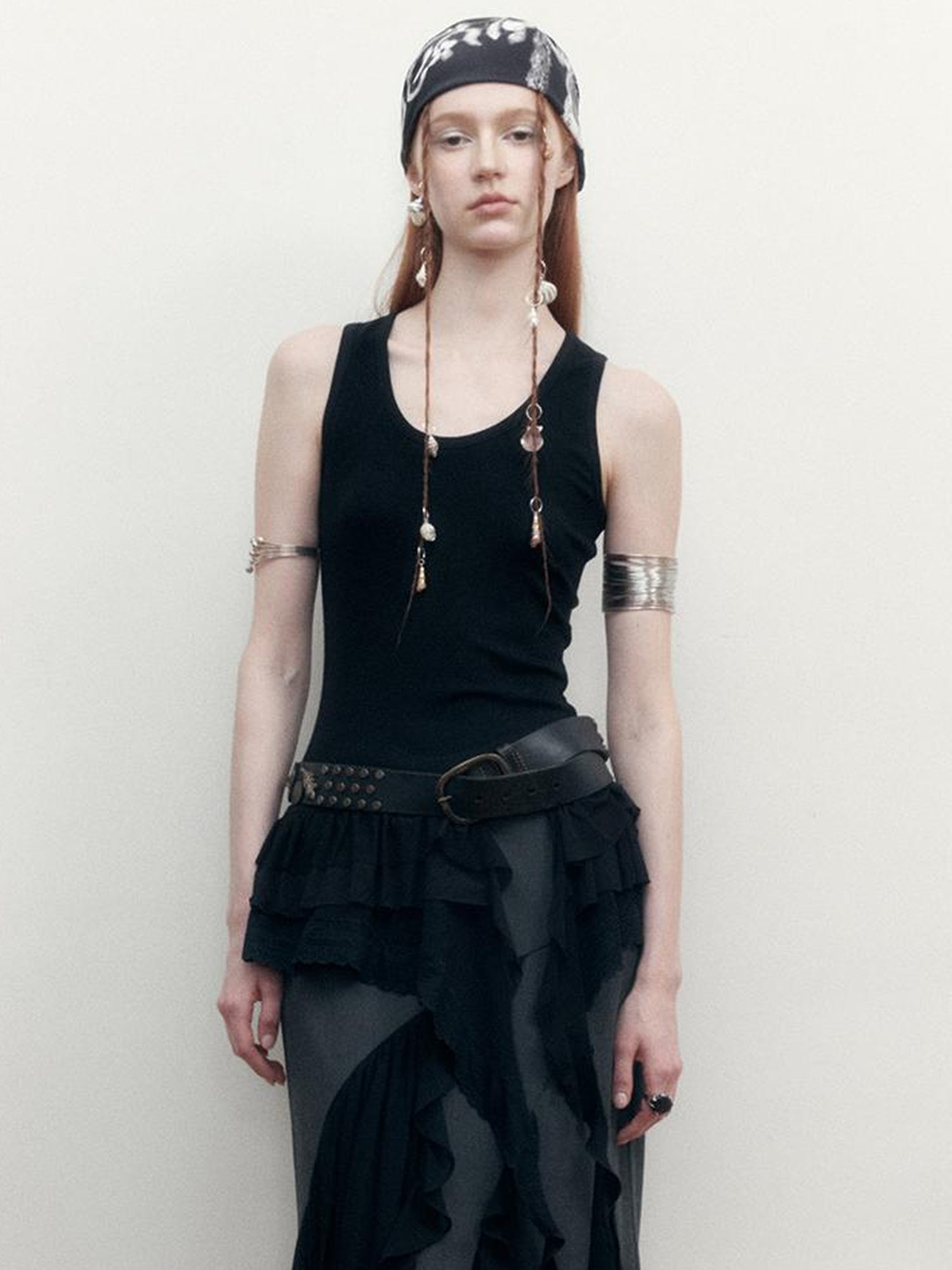 AnnoMundi Lace Weave Silk Like Print Scarf Bandana