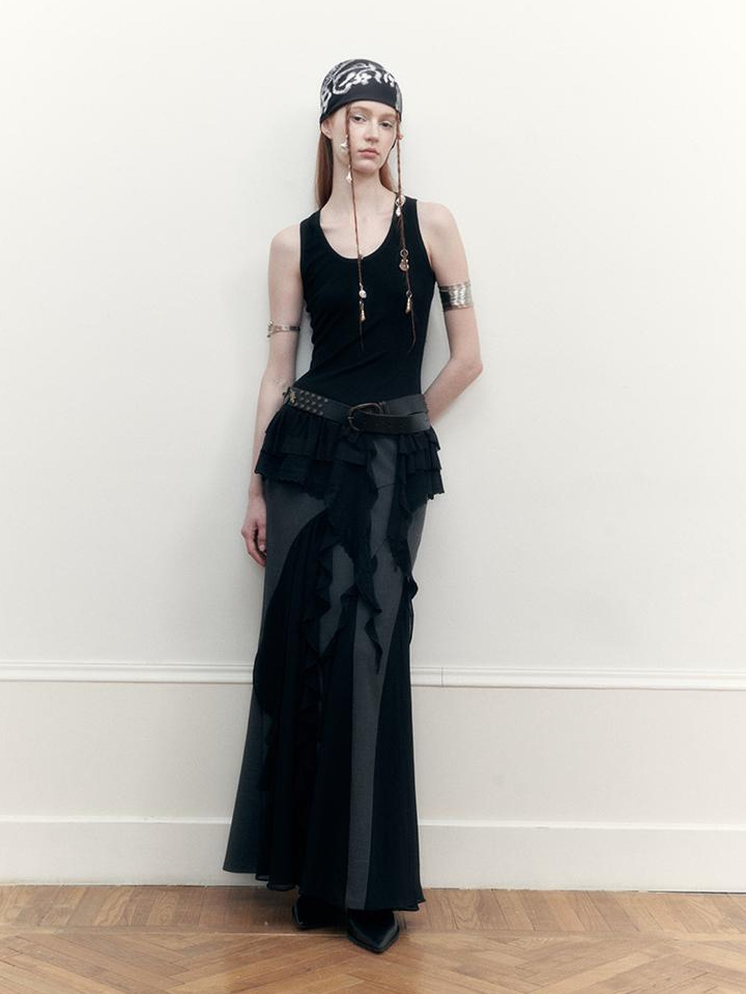 AnnoMundi Lace Weave Silk Like Print Scarf Bandana