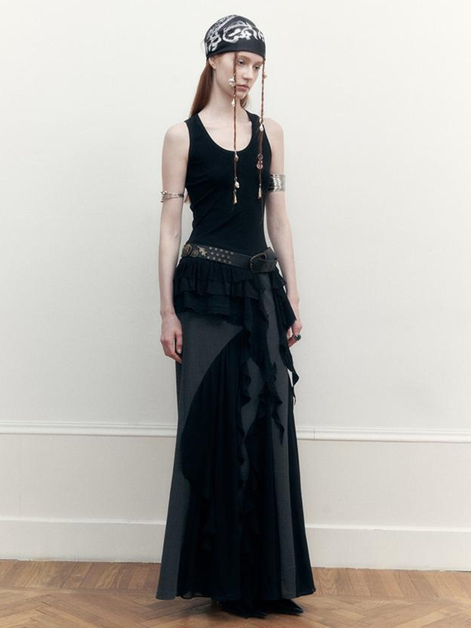 AnnoMundi Lace Weave Silk Like Print Scarf Bandana