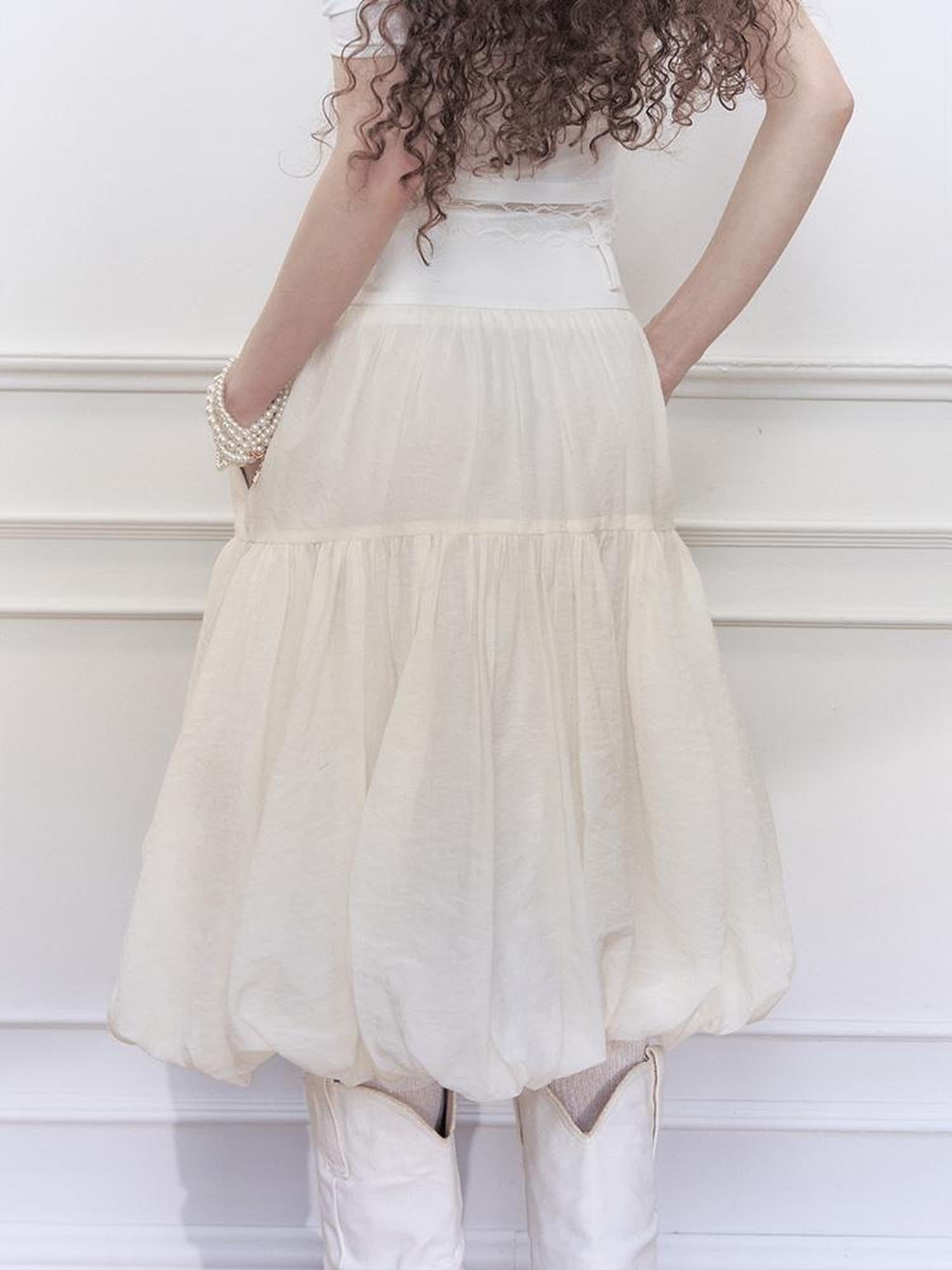 AnnoMundi Layered Floral Tulle Midi Skirt