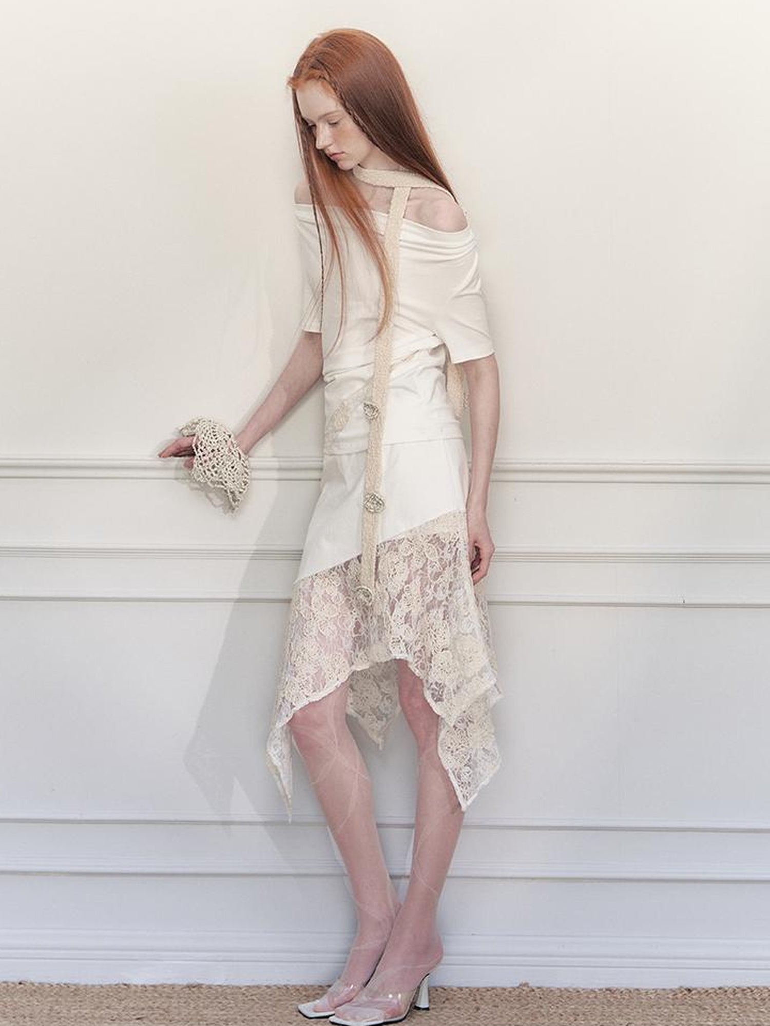 AnnoMundi Layered Lace Asymmetrical A Line Skirt