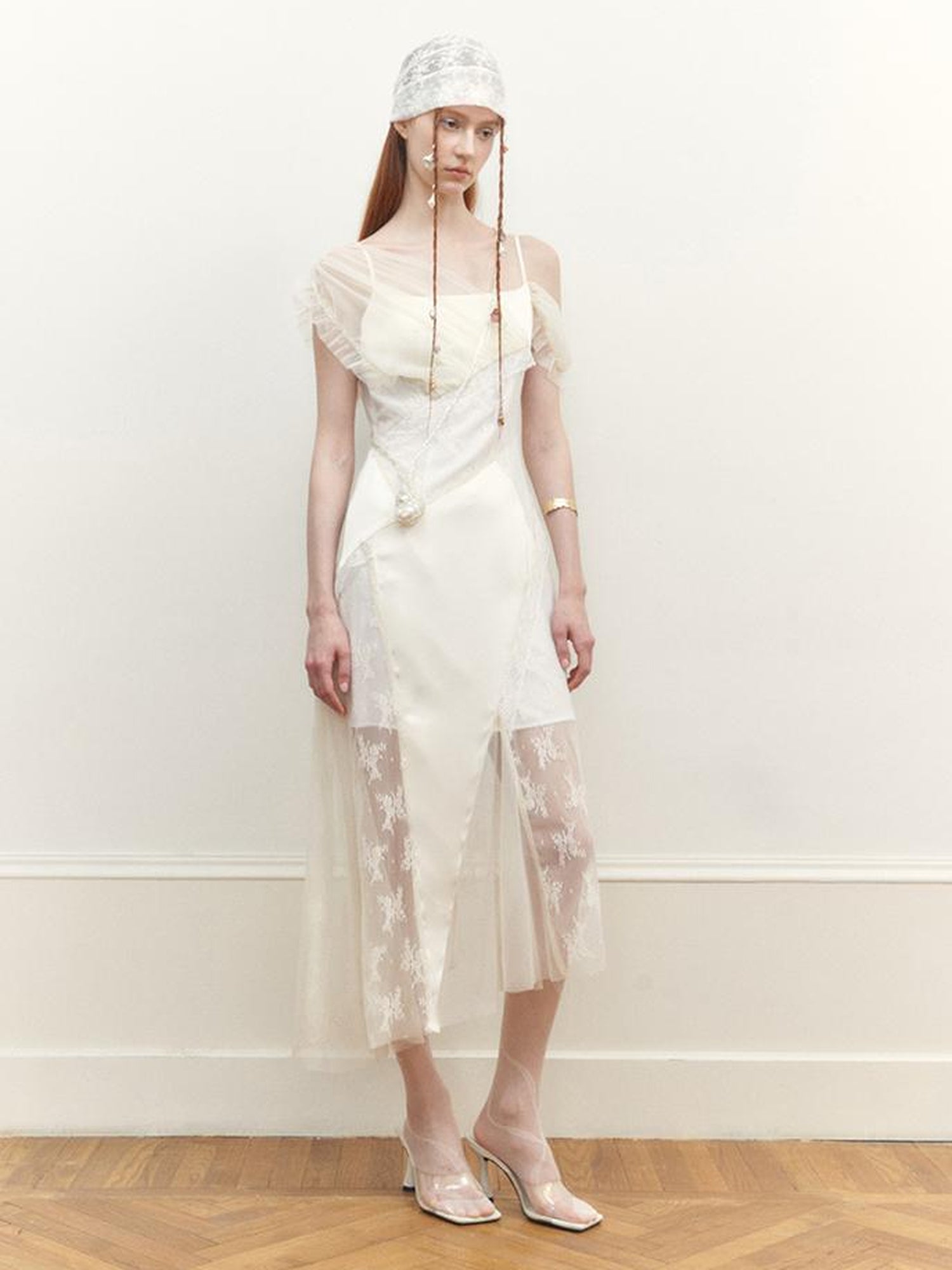 AnnoMundi Layered Lace Trimmed Sheer Maxi Dress