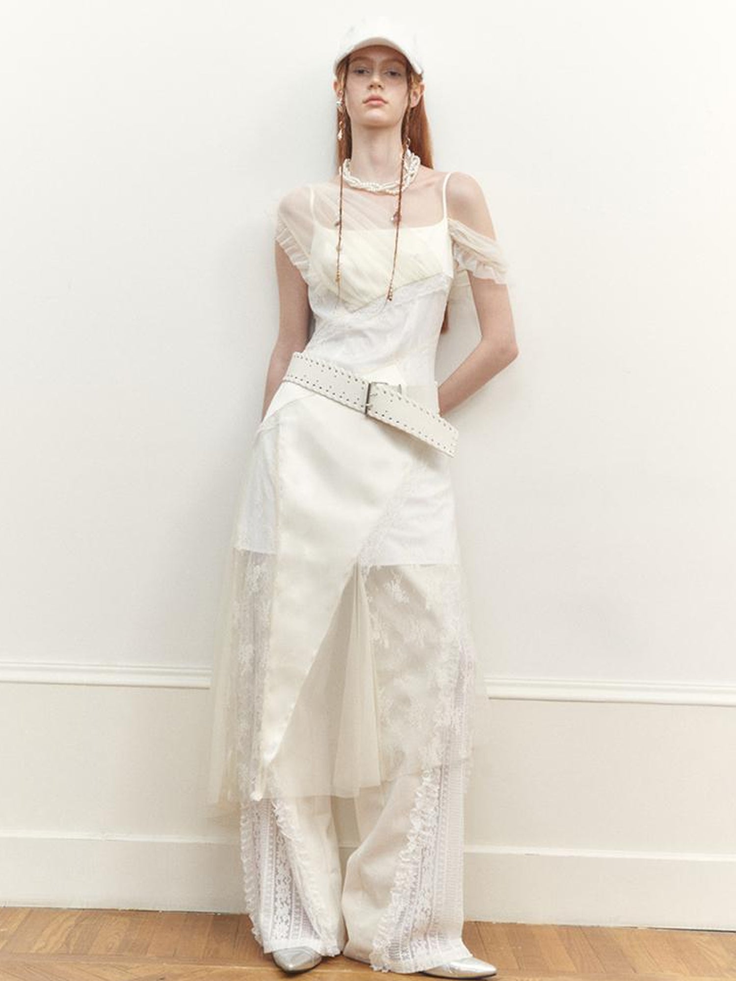 AnnoMundi Layered Lace Trimmed Sheer Maxi Dress