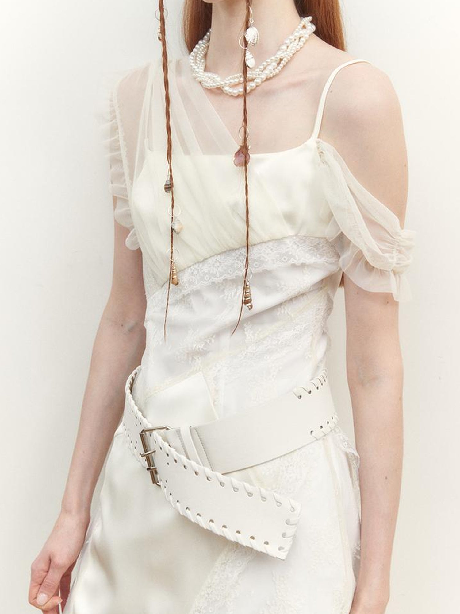 AnnoMundi Layered Lace Trimmed Sheer Maxi Dress