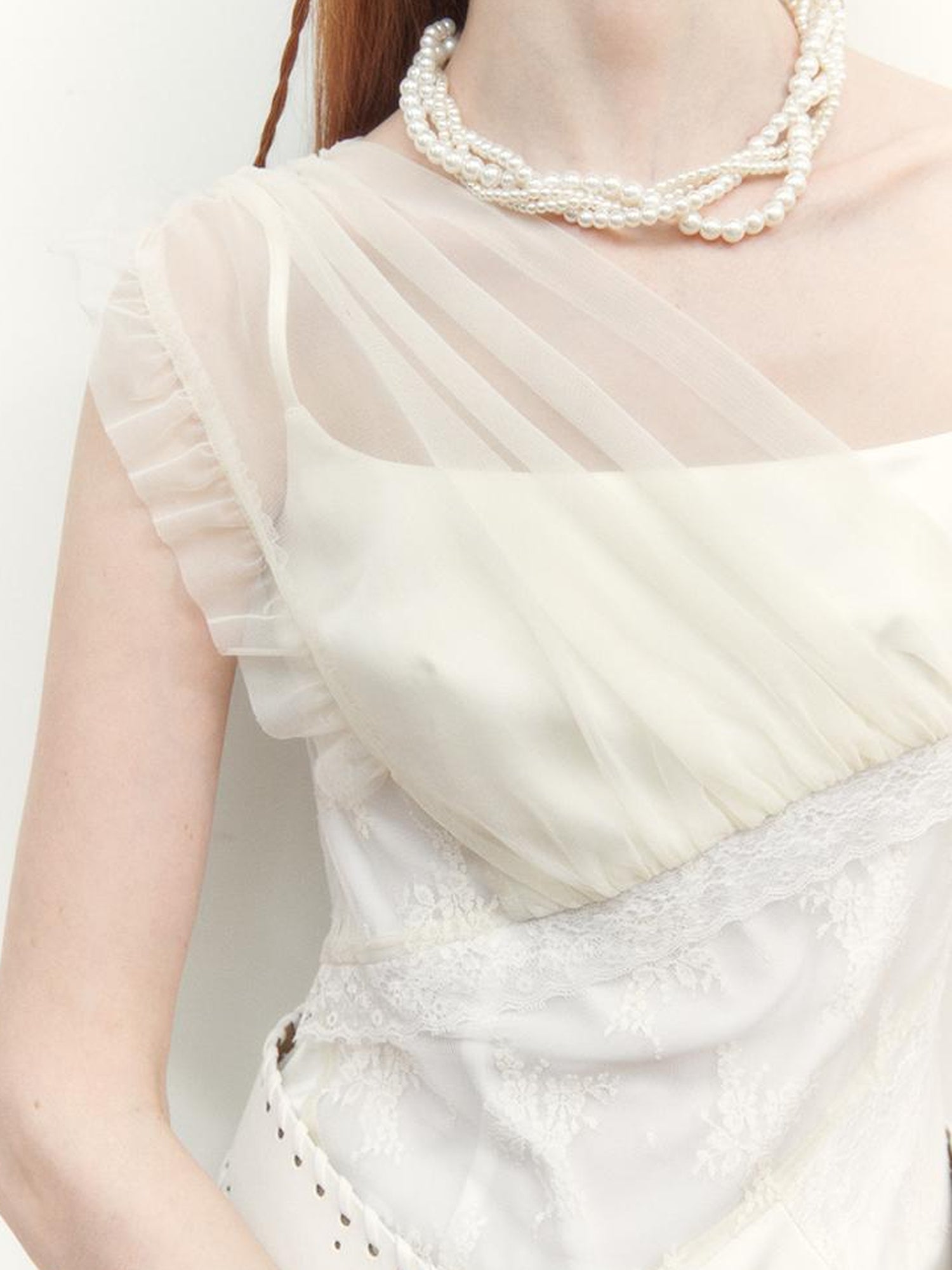 AnnoMundi Layered Lace Trimmed Sheer Maxi Dress