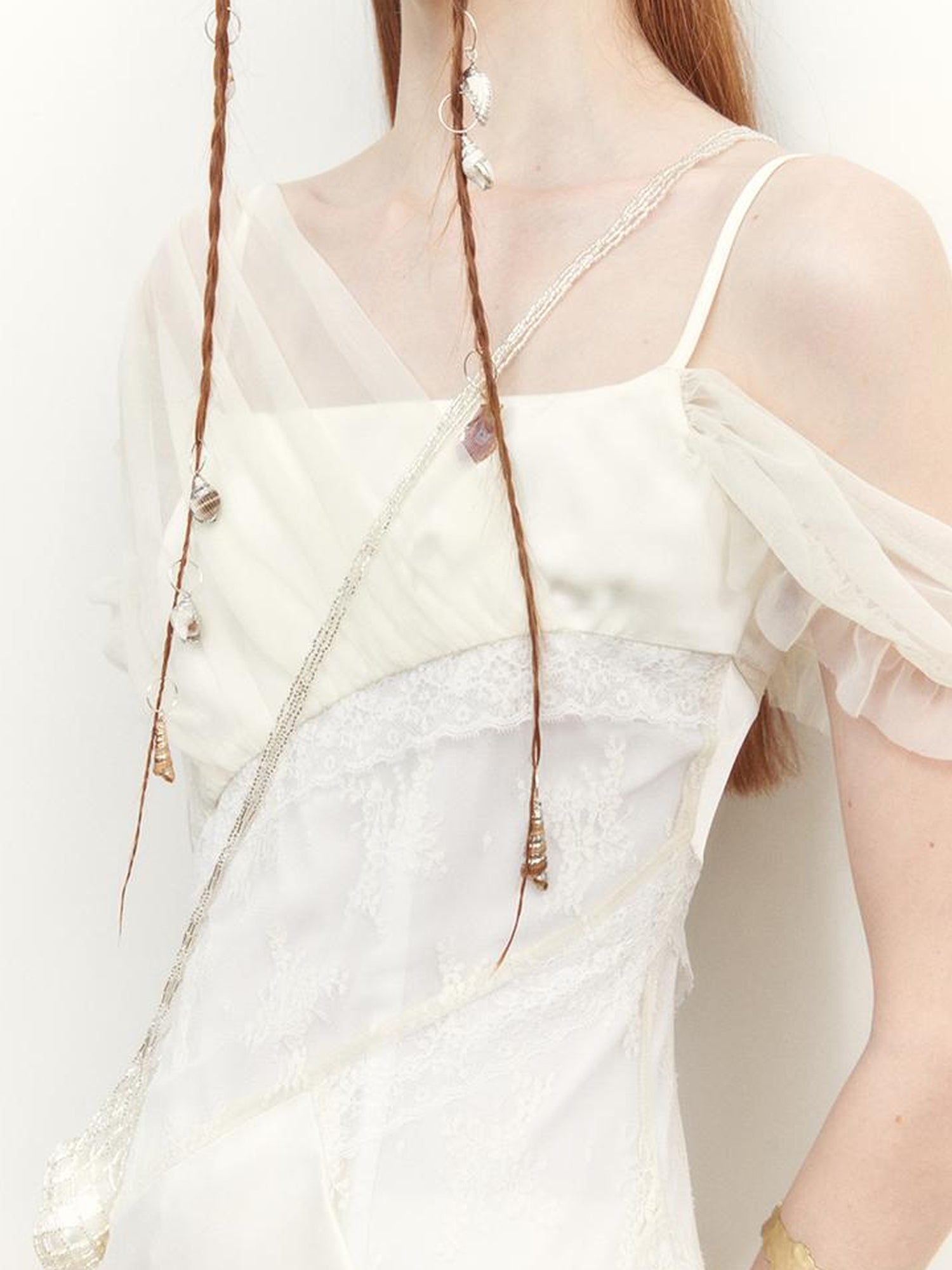 AnnoMundi Layered Lace Trimmed Sheer Maxi Dress