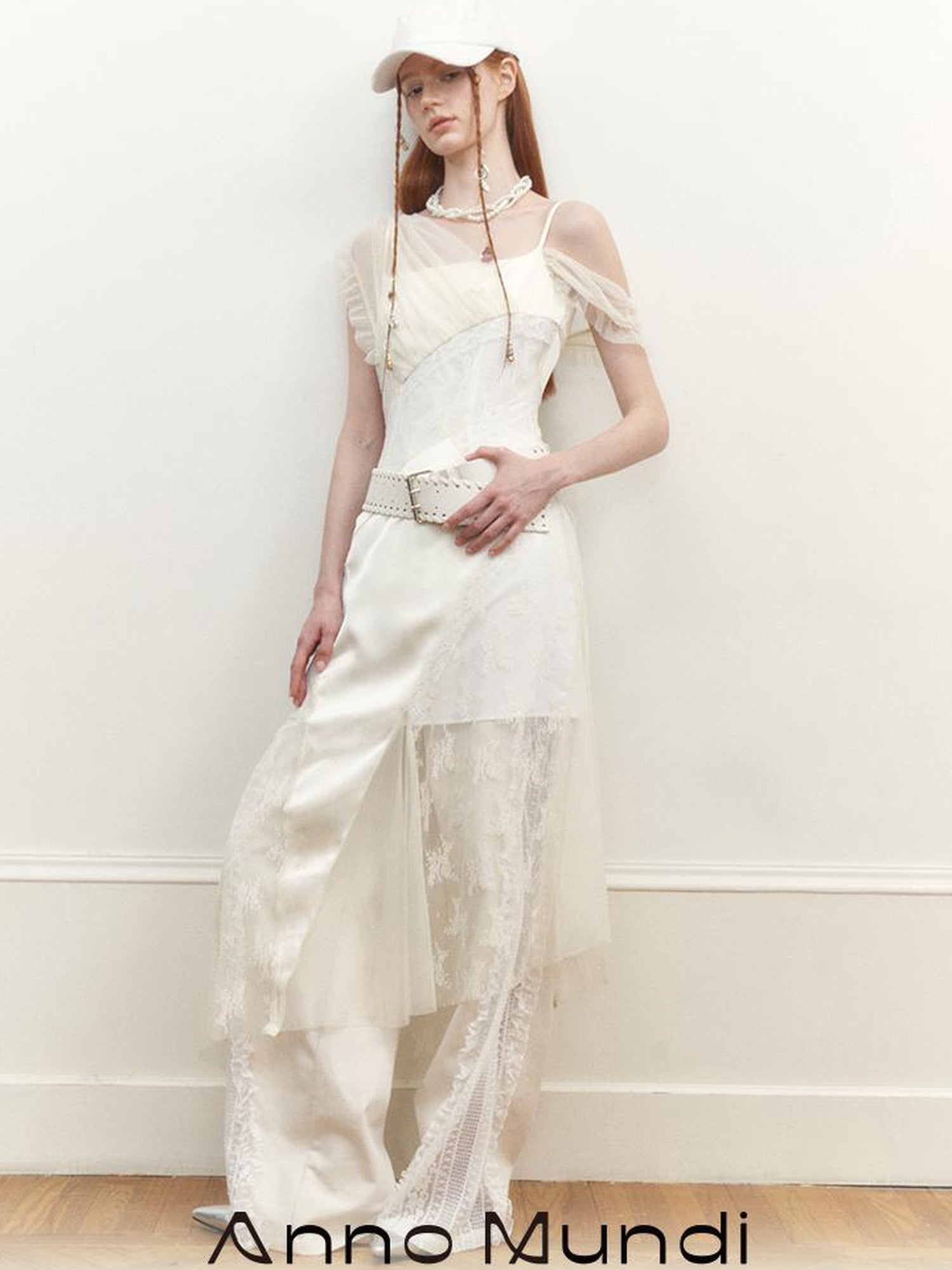 AnnoMundi Layered Lace Trimmed Sheer Maxi Dress