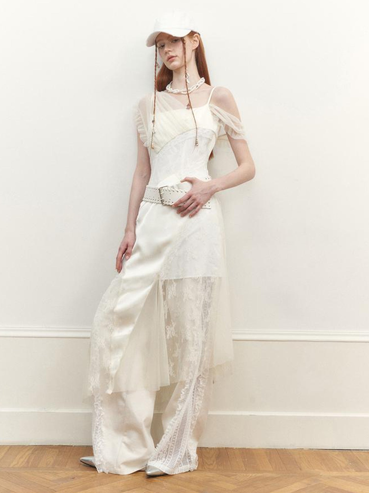 AnnoMundi Layered Lace Trimmed Sheer Maxi Dress