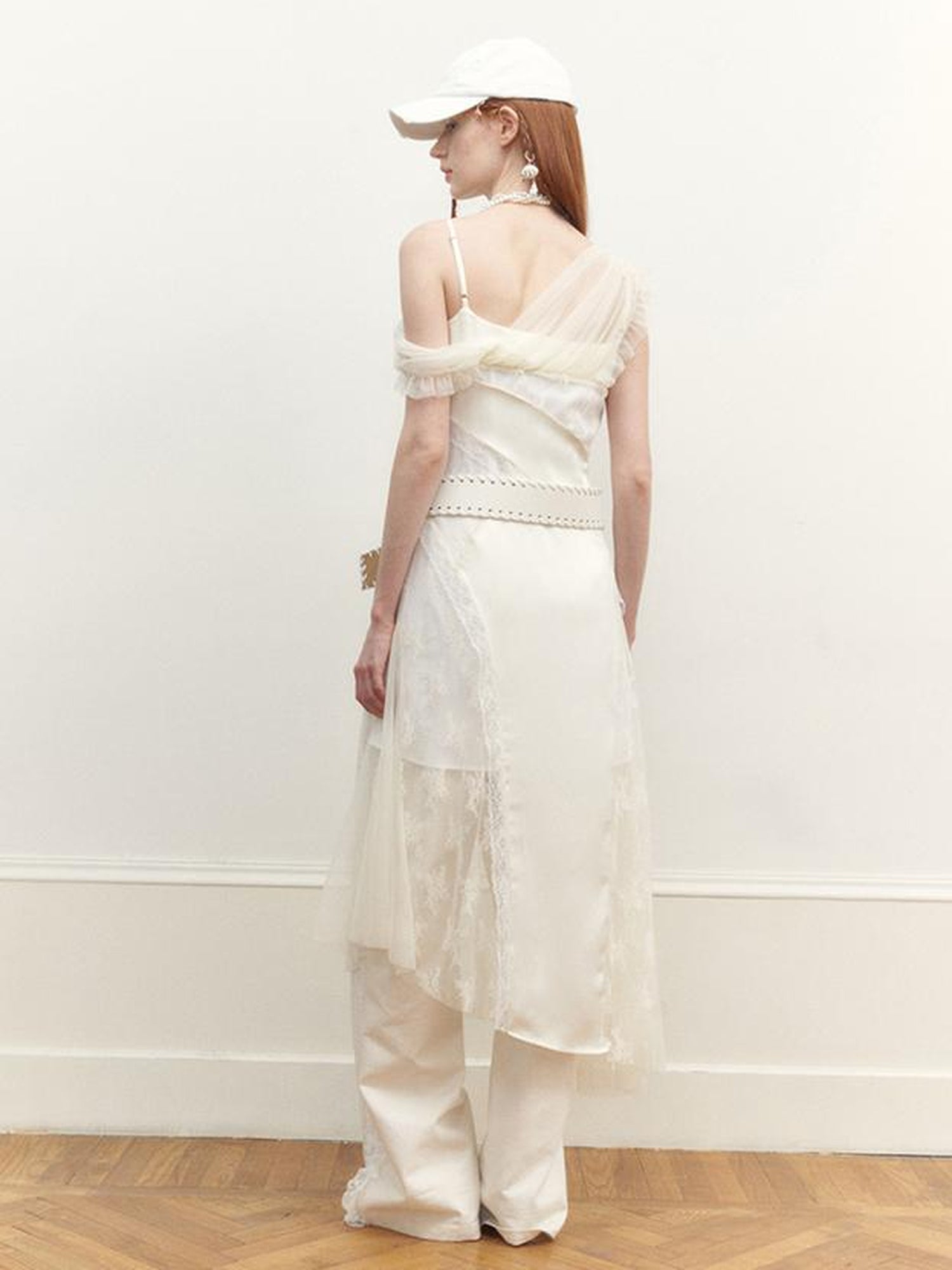 AnnoMundi Layered Lace Trimmed Sheer Maxi Dress