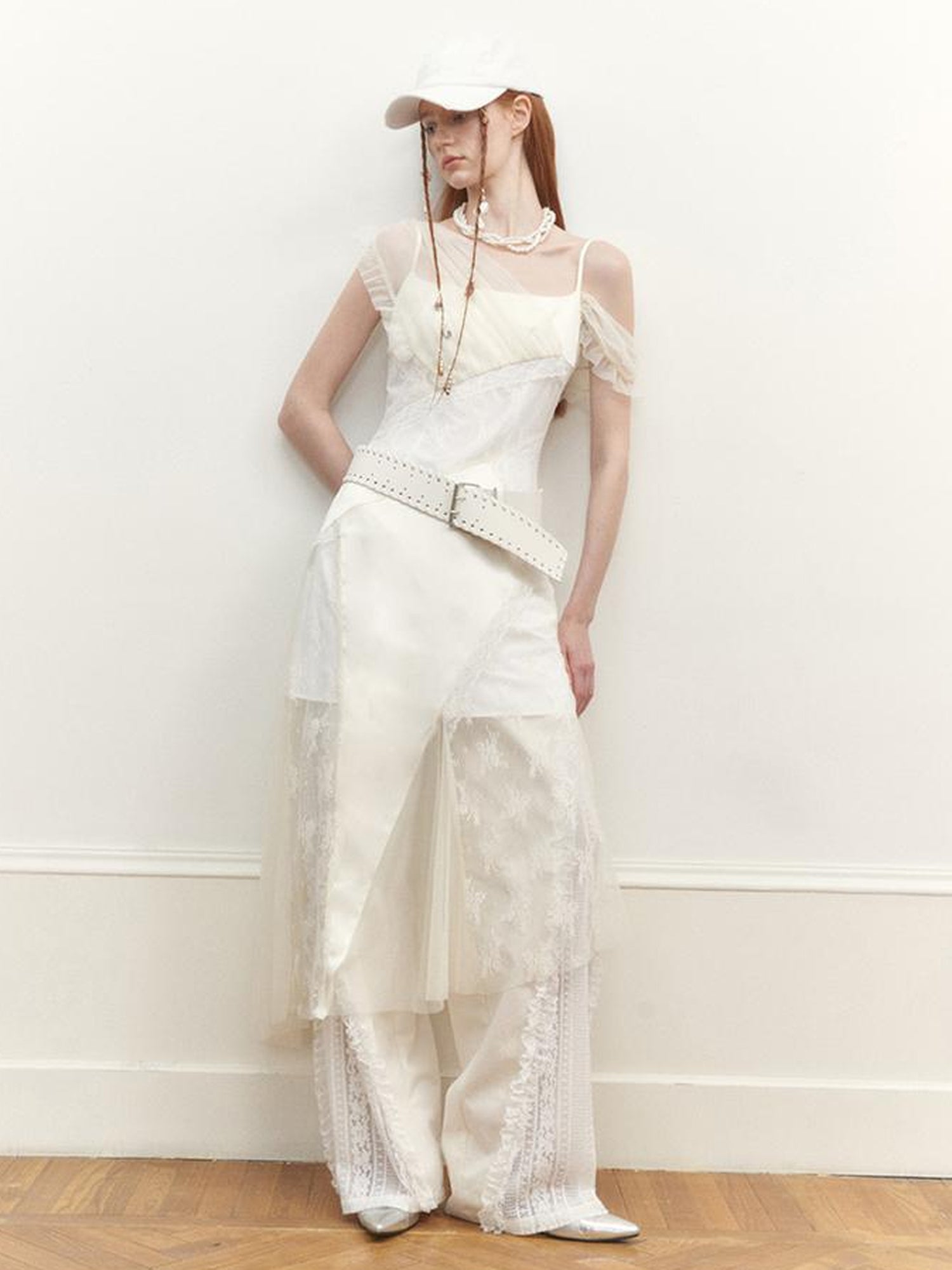 AnnoMundi Layered Lace Trimmed Sheer Maxi Dress