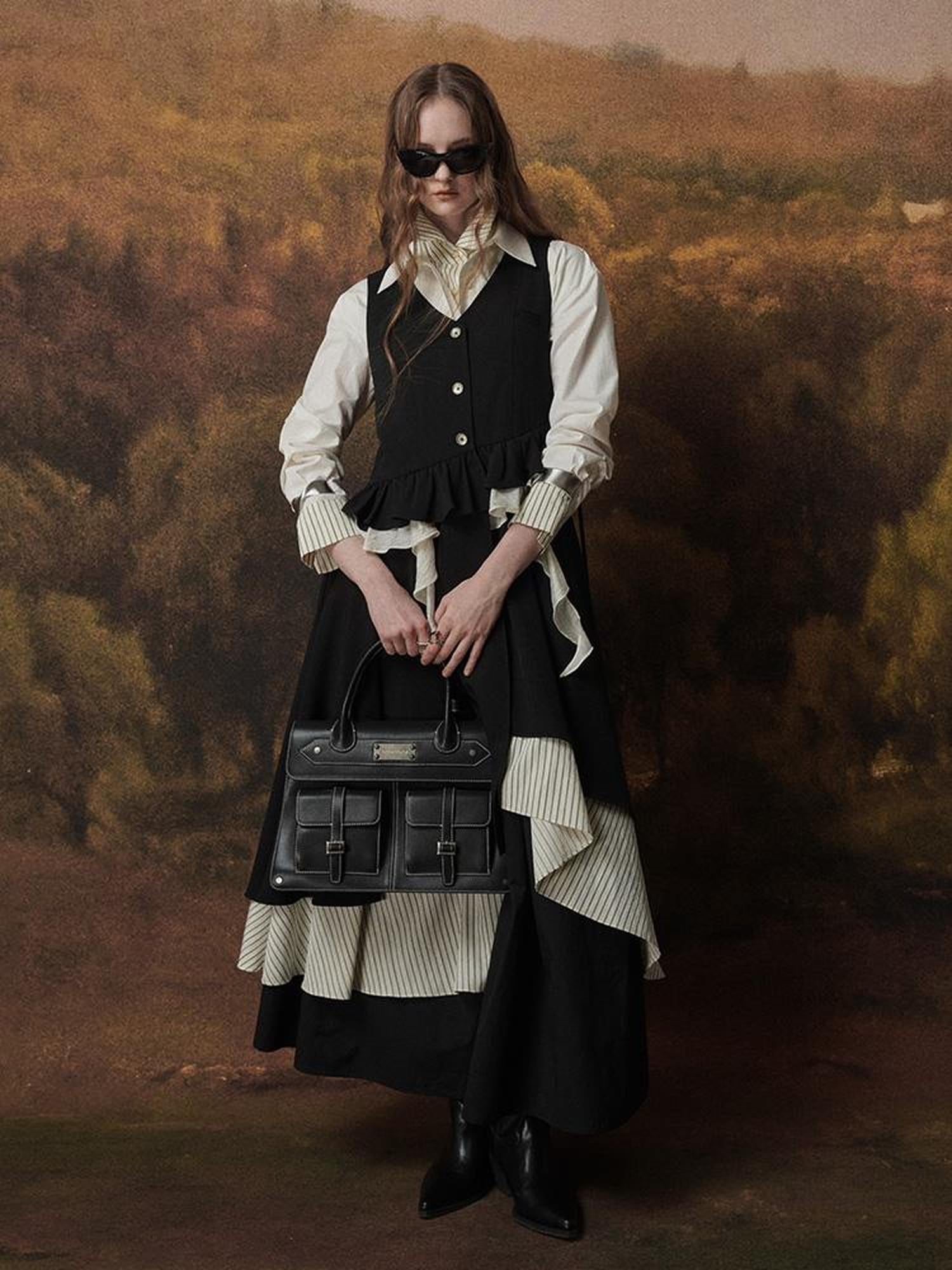 AnnoMundi Layered Shadow Black French Dress