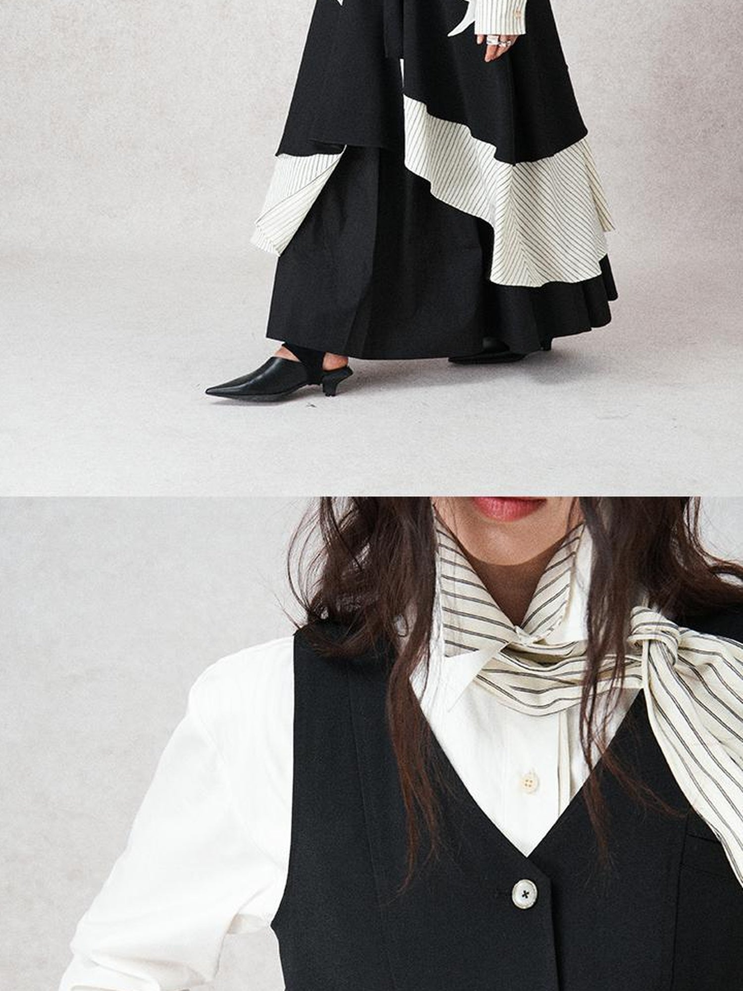 AnnoMundi Layered Shadow Black French Dress