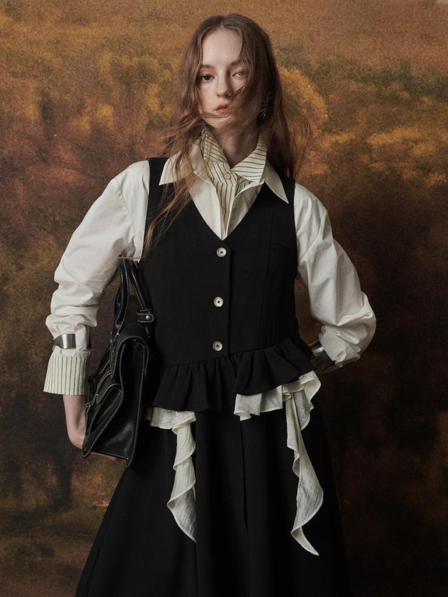 AnnoMundi Layered Shadow Black French Dress