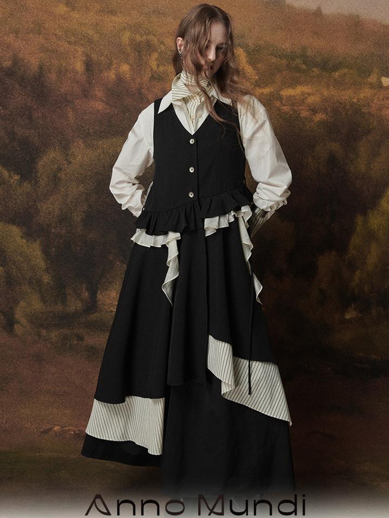 AnnoMundi Layered Shadow Black French Dress