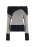 Lazy Drape Long Hair Faux Mink Trimmed Knit Sweater