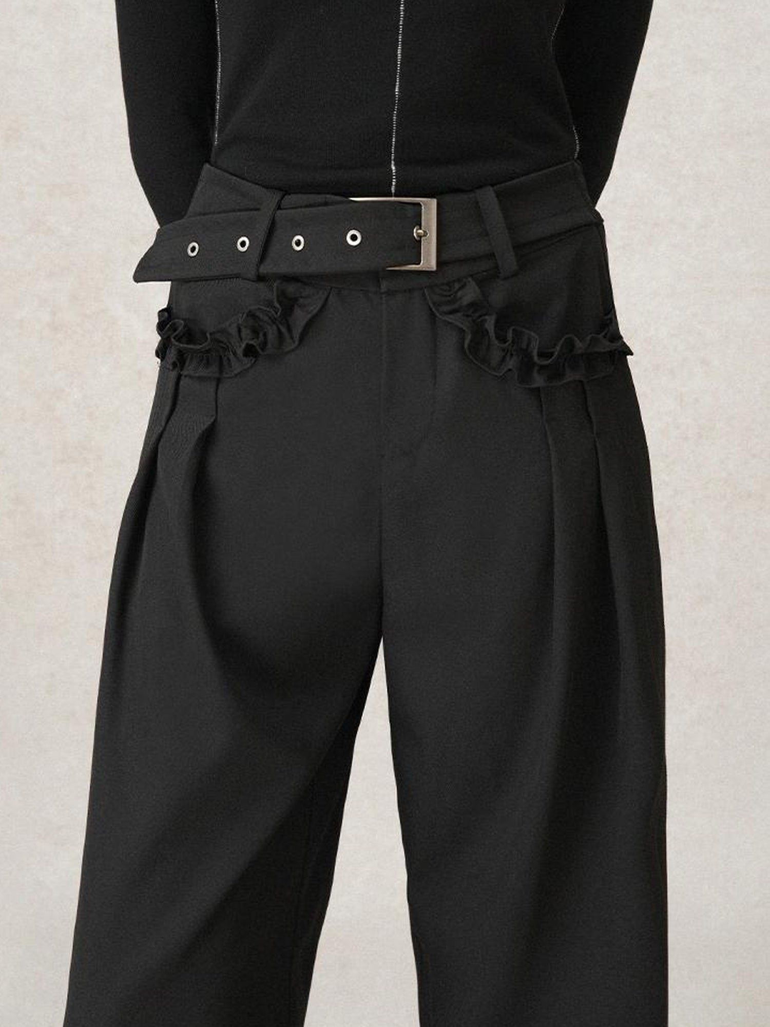 AnnoMundi Lazy Pleated Wide Leg Trousers with Adjustable Waist