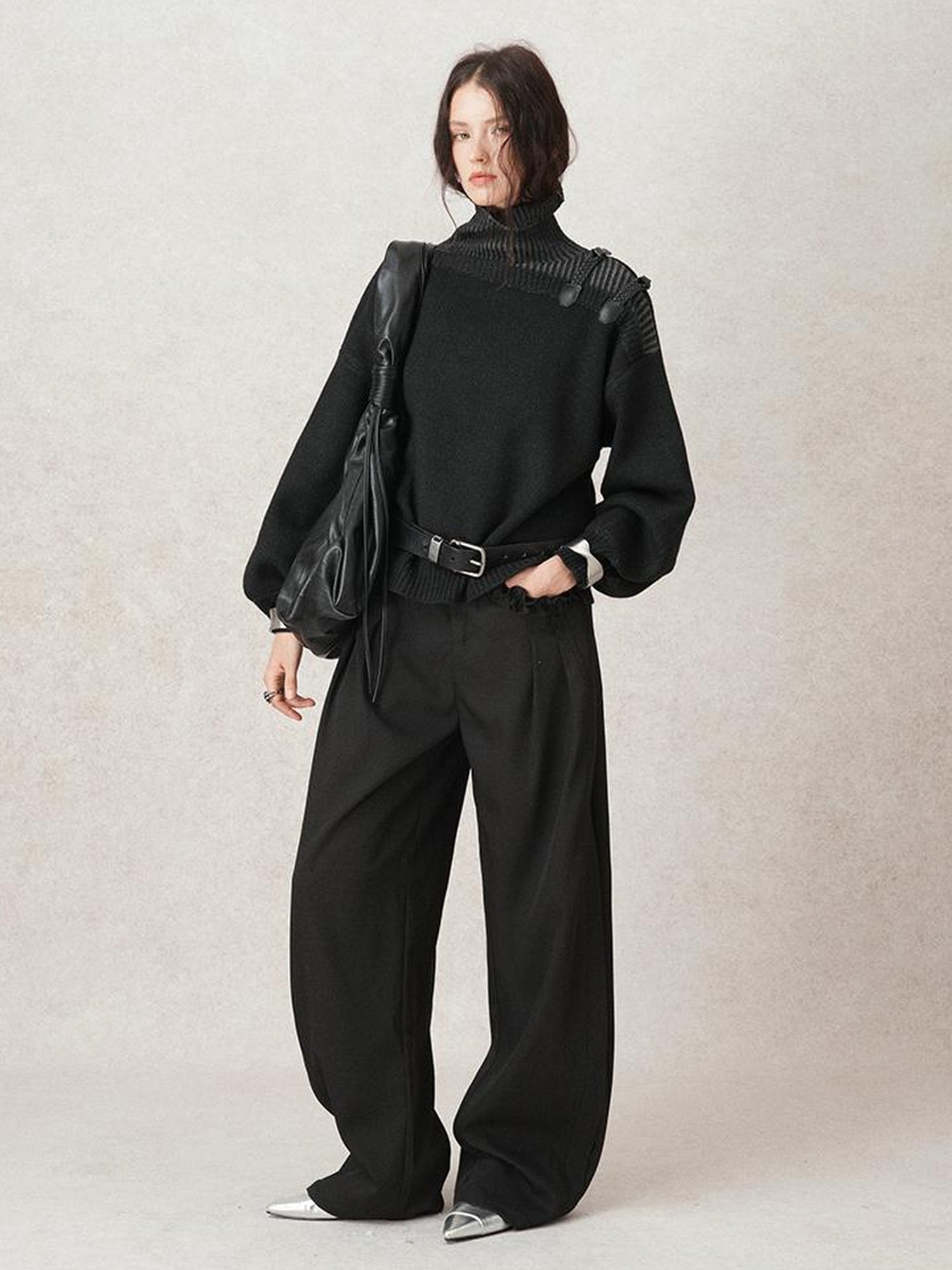 AnnoMundi Lazy Pleated Wide Leg Trousers with Adjustable Waist